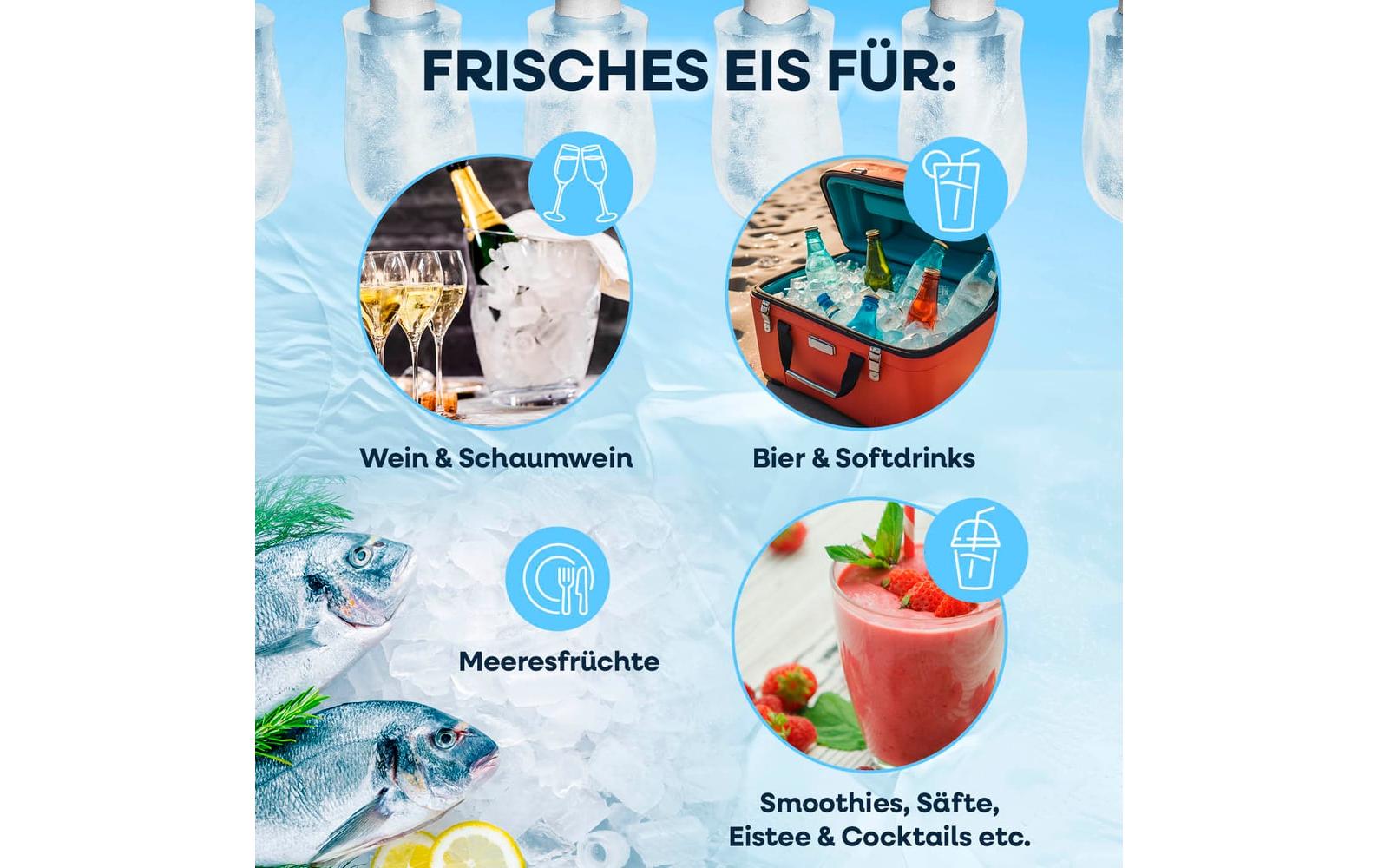 Gourmetmaxx Eiswürfelmaschine – 12 kg/24 h, 1,5 l Tank, 150 W, ohne Festwasseranschluss, schwarz