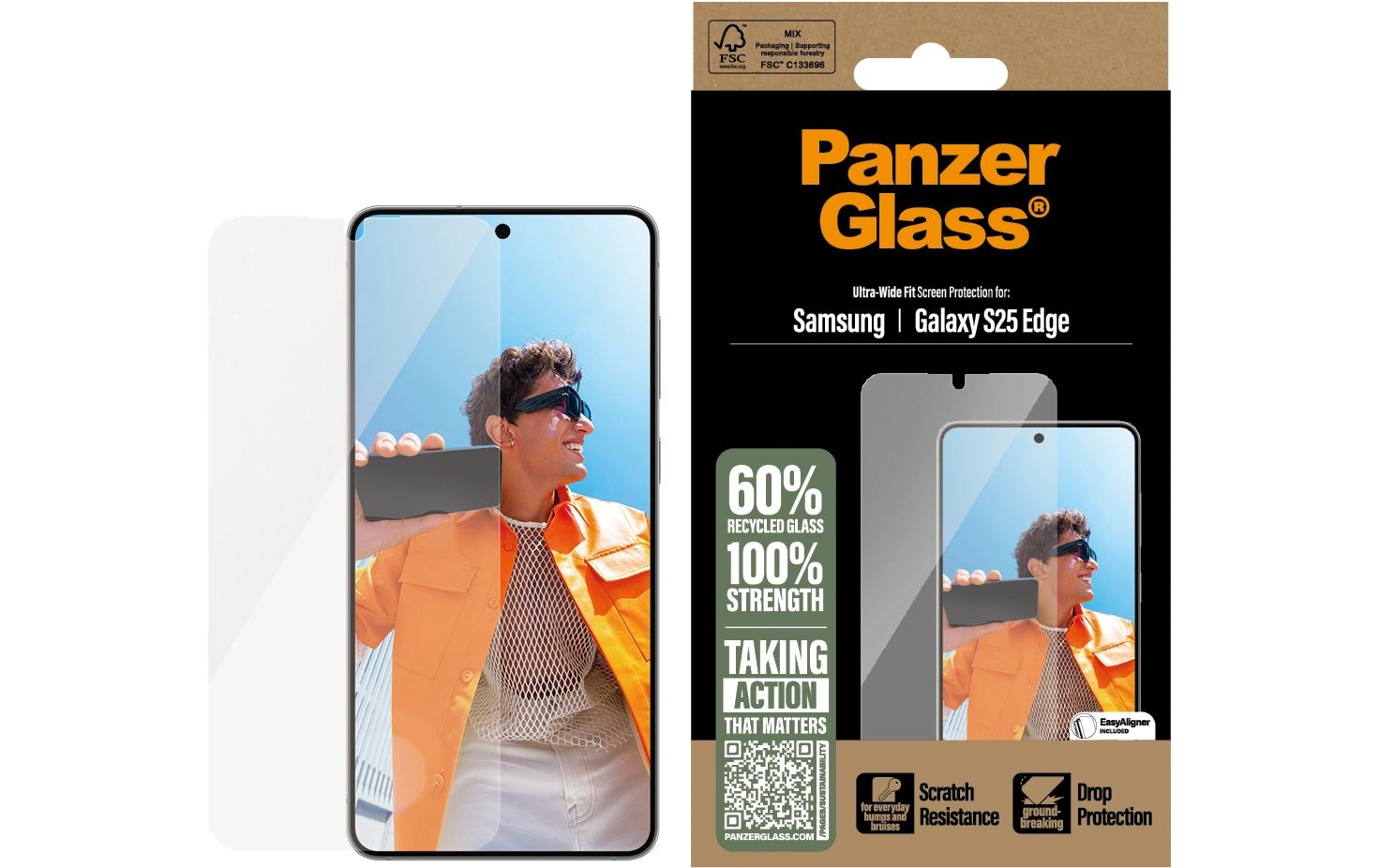 PanzerGlass Displayschutz (Panzerglas), Ultra-Wide Fit – für Galaxy S25 Edge 5G – mit Applikator