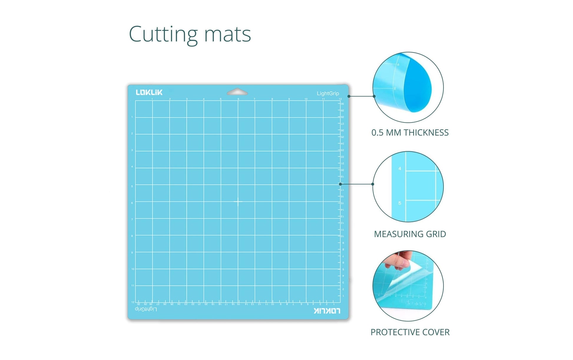 LOKLiK Schneidematten-Set – 35,5 × 33,0 cm – blau/grün/violett – 0,5 mm – für Cricut Maker – 3er-Set