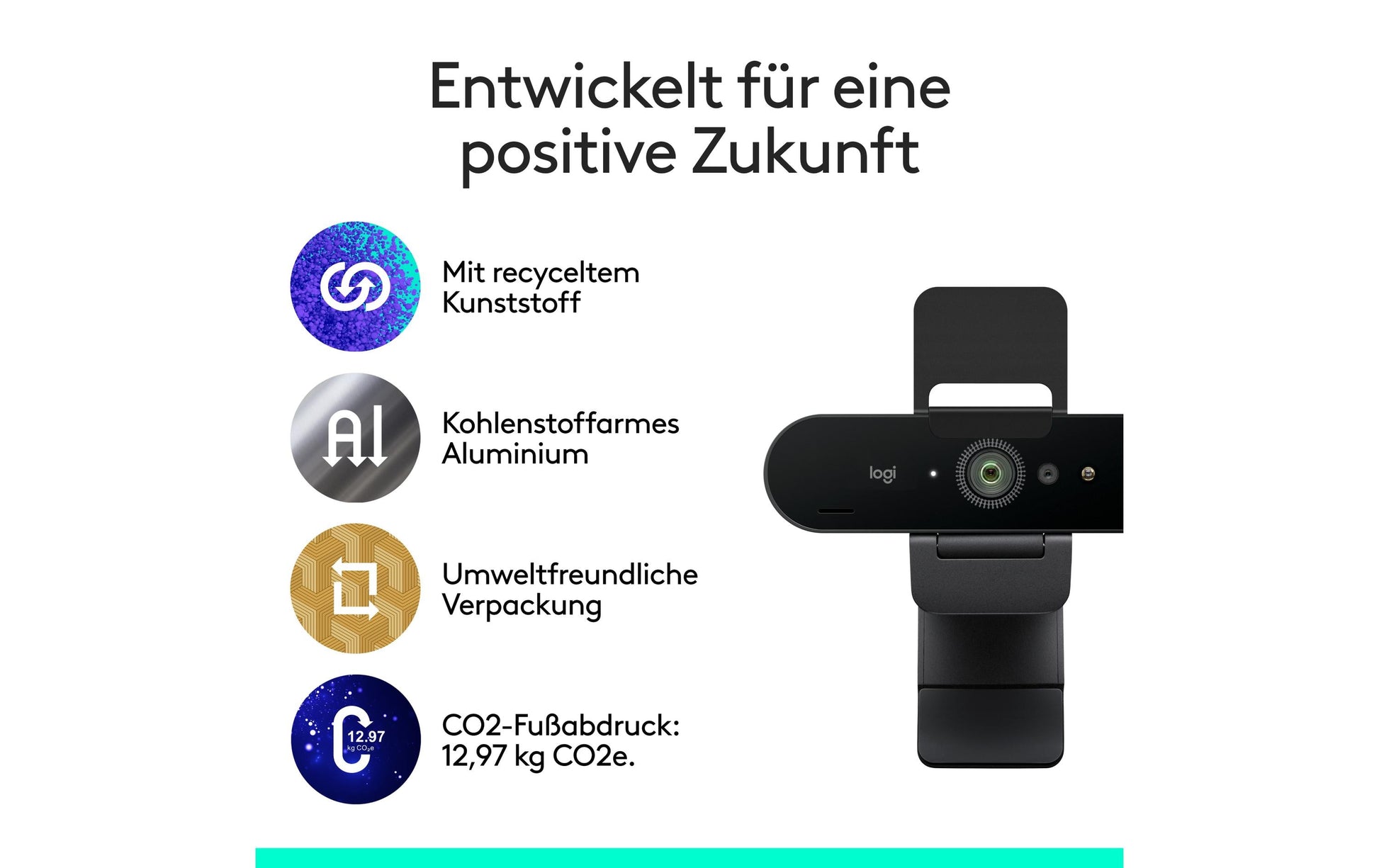 Logitech Brio – Webcam für Zoom/Teams/Google Meet – 4K, bis 90 fps, USB-C, Autofokus, 5× digitaler Zoom