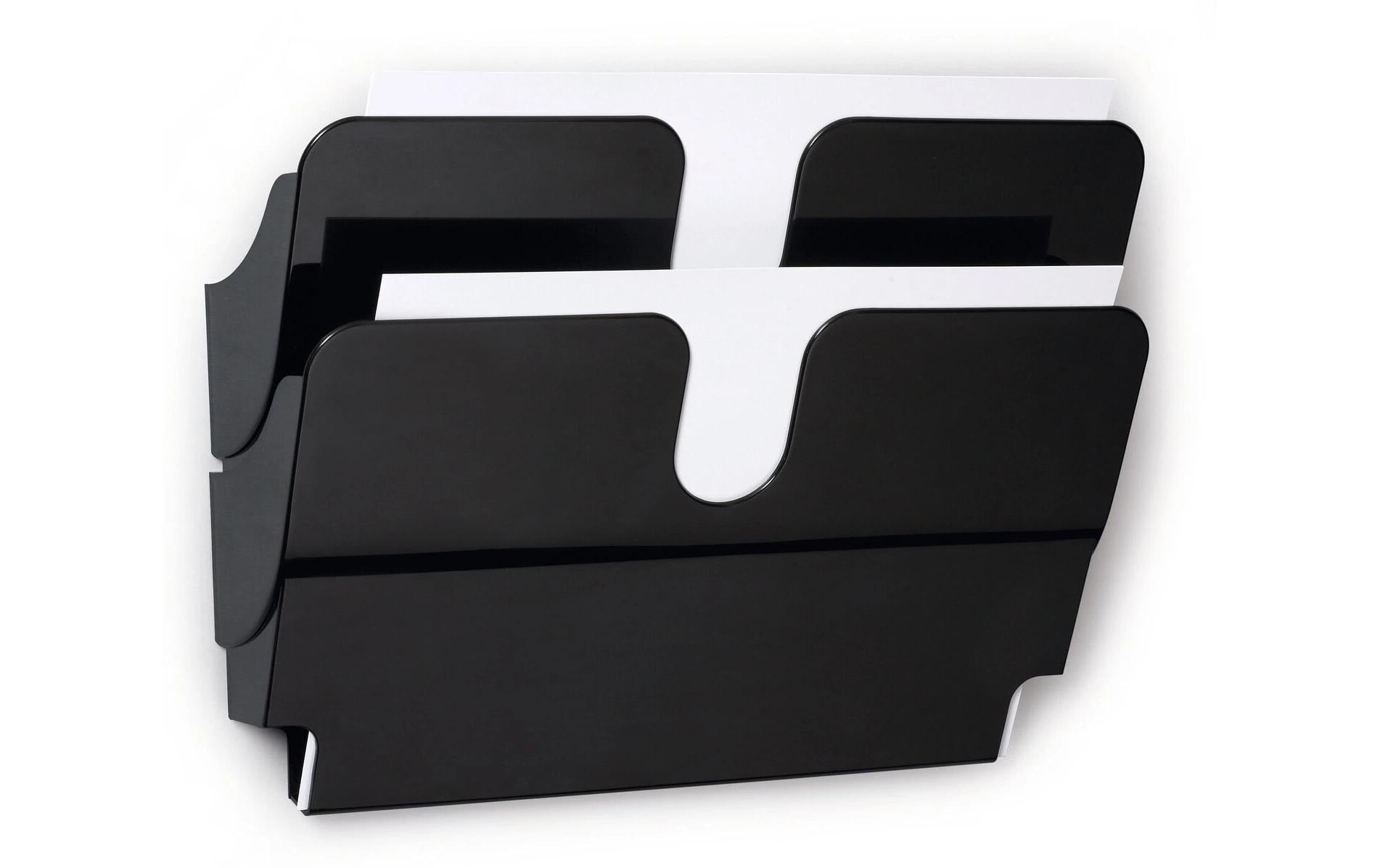 Durable FLEXIPLUS2 Prospektständer – für A4 Querformat, 2 Fächer, magnetisch, Schwarz, 340 × 270 × 105 mm