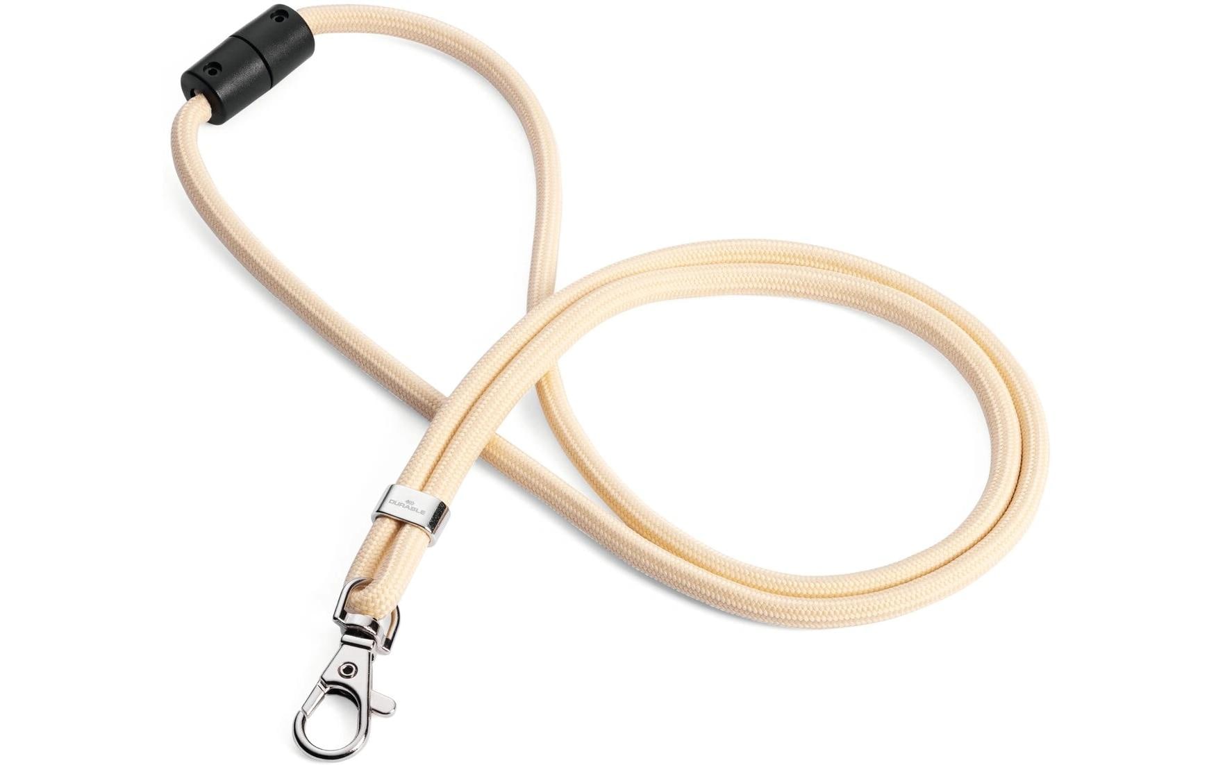 Durable Ausweishalter mit Textilband, Karabiner – Beige – rPET – 460 × 6 mm
