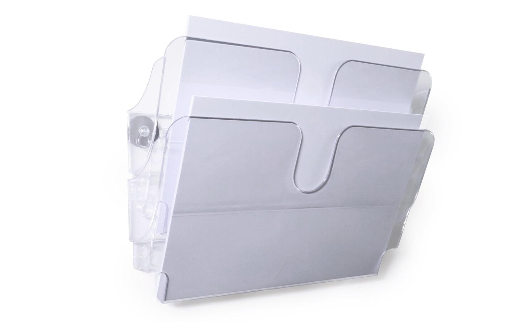 Durable Wandprospekthalter Flexiplus 2 – für A4 – 2 Fächer – Querformat – magnetisch – transparent