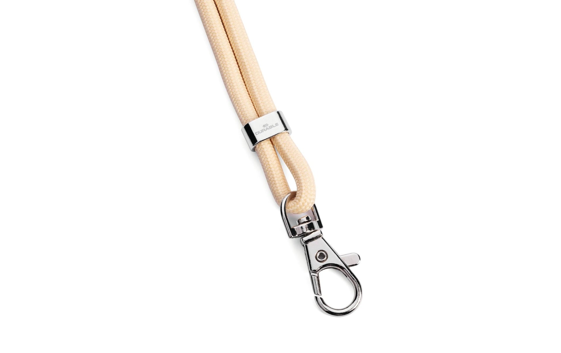 Durable Ausweishalter mit Textilband, Karabiner – Beige – rPET – 460 × 6 mm