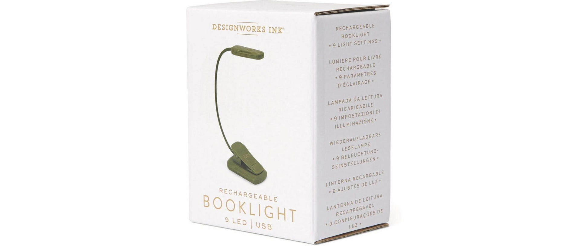 Kikkerland Buchleselampe – 60 lm, Akku – Olivgrün