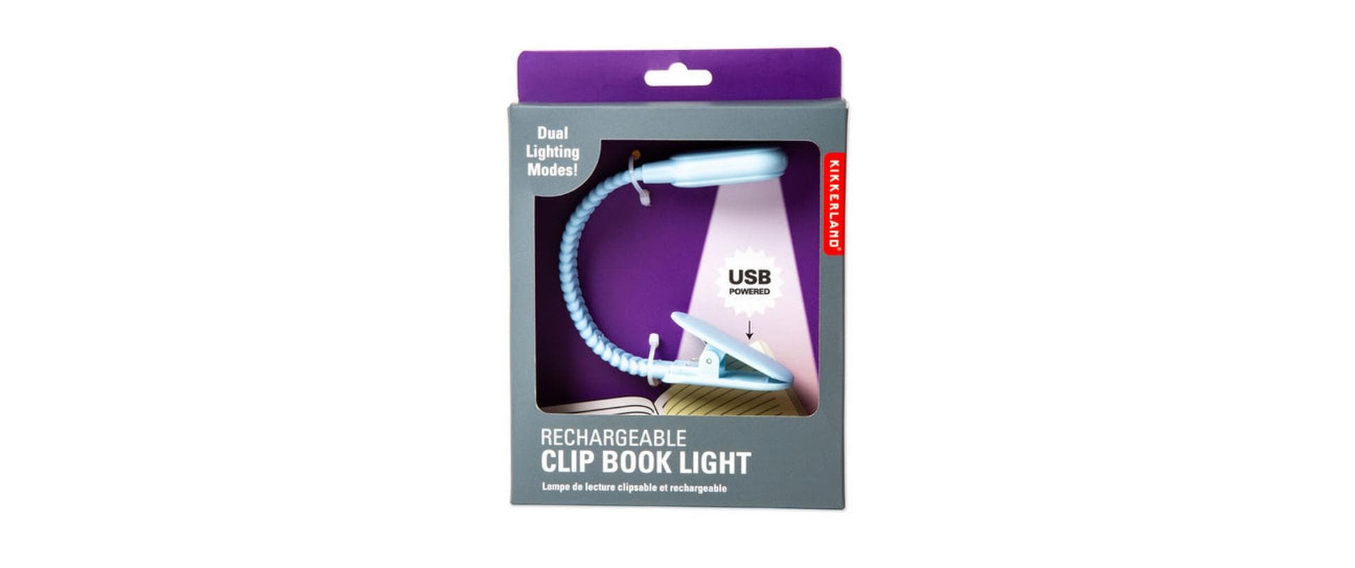 Kikkerland Klemmleuchte – 2,1 × 2,8 × 22 cm, USB, Akku, LED, Hellblau