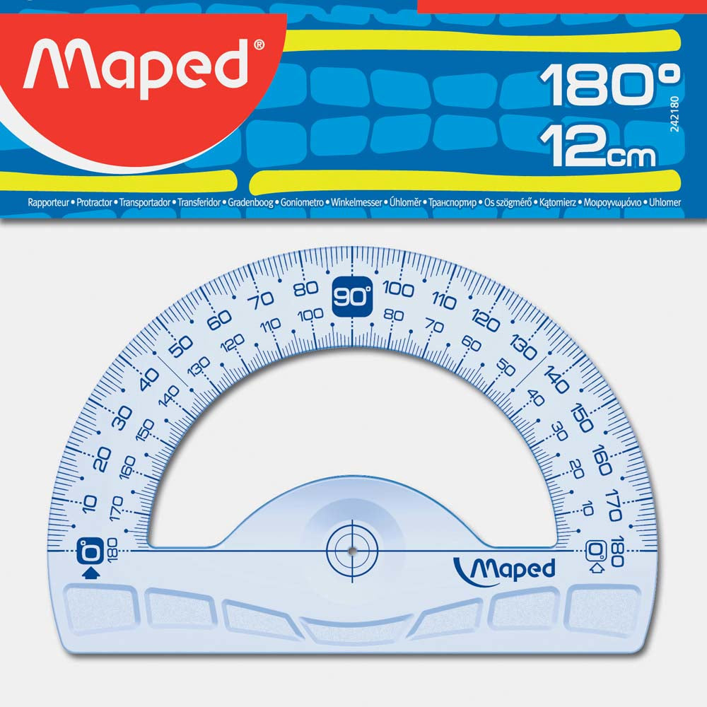 Maped Wandtafel-Winkel 180° – Hypotenuse 12 cm, Kunststoff, Transparent