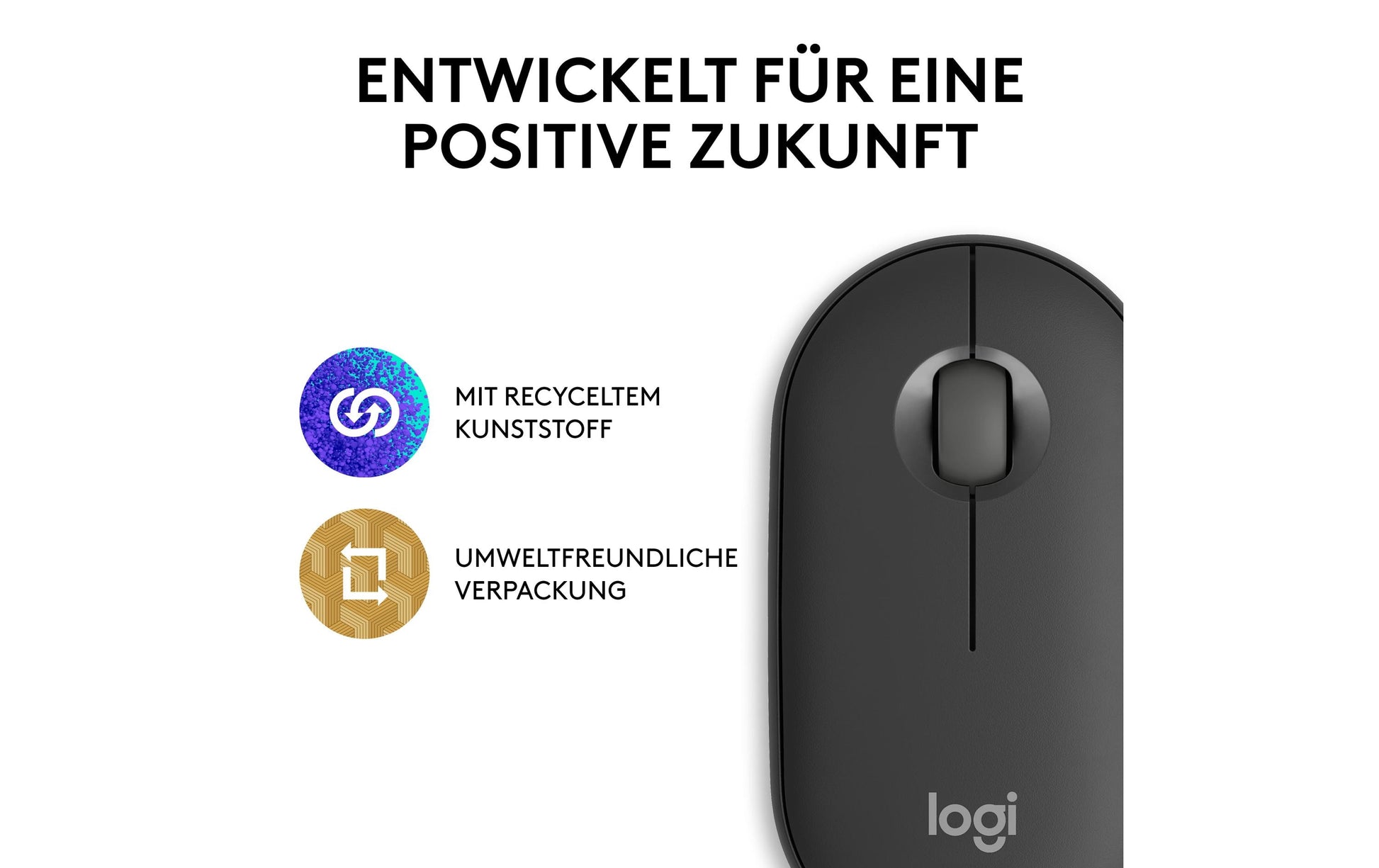 Logitech Pebble M350s Maus – kabellos, Bluetooth, Graphit