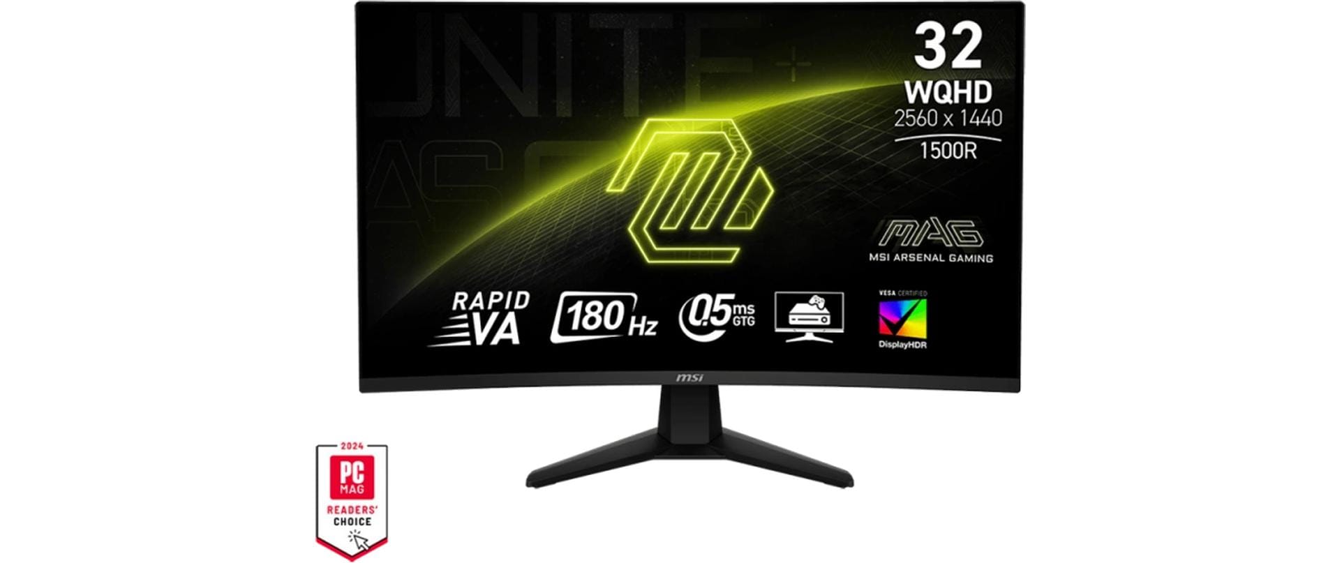 MSI MAG 32CQ6FDE – Monitor, 31,5", 2560 × 1440 (WQHD), VA, 180 Hz, 400 cd/m², Curved, Adaptive Sync, Schwarz