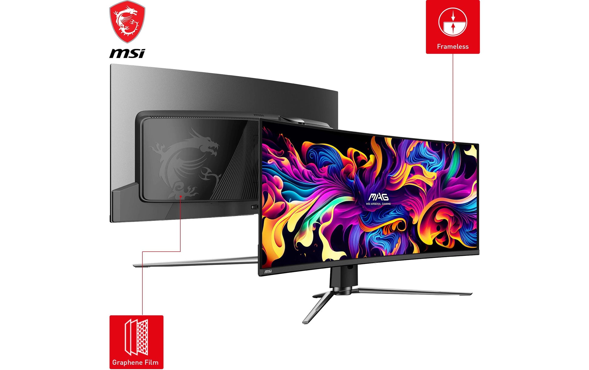 MSI MAG 341CQPDE – Monitor, 34", QD-OLED, 175 Hz, 250 cd/m², USB-C, VESA 100 × 100, Schwarz