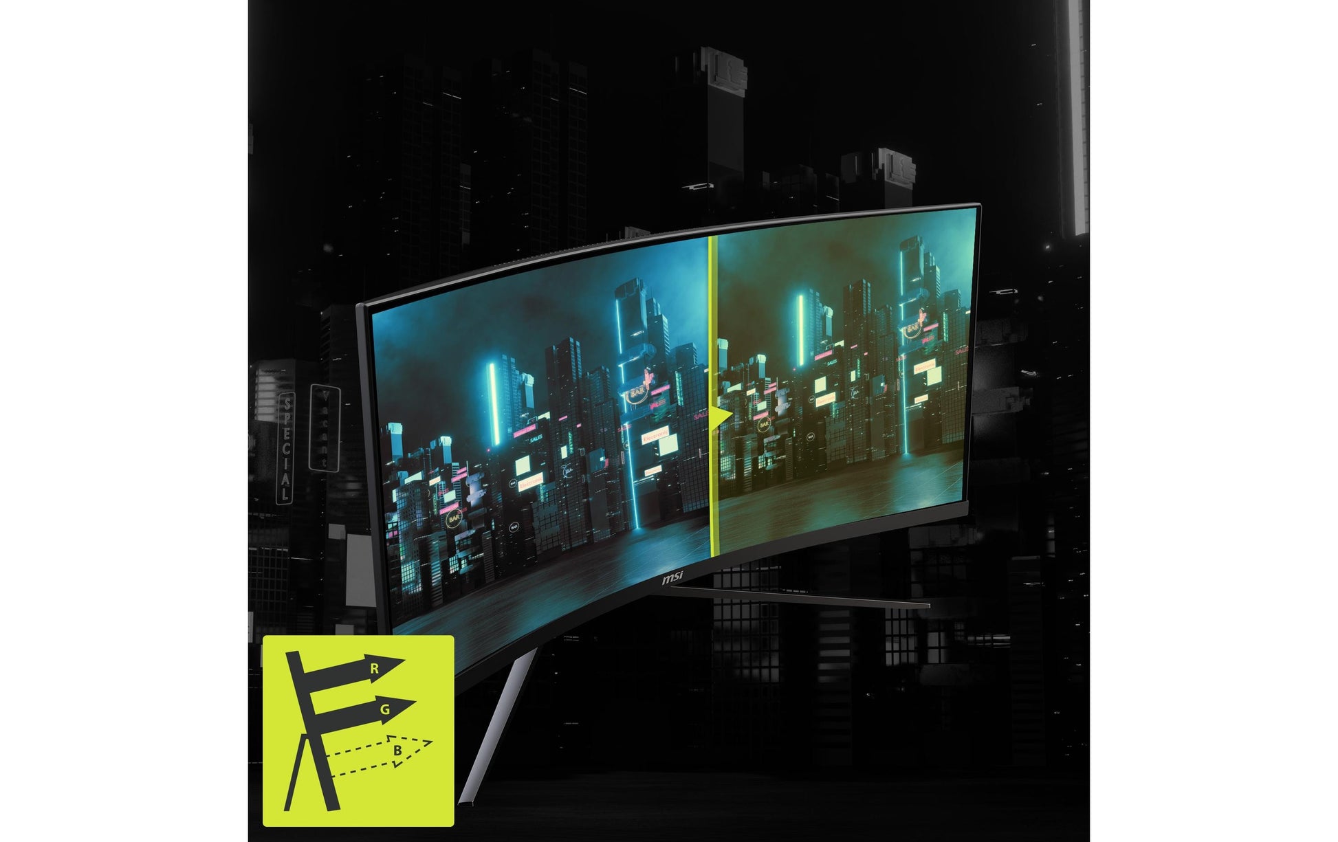 MSI MAG 345CQRDE – Monitor, 34", 3440 × 1440, VA, 180 Hz, 300 cd/m², Gebogen, USB-C, VESA 100 × 100, Schwarz