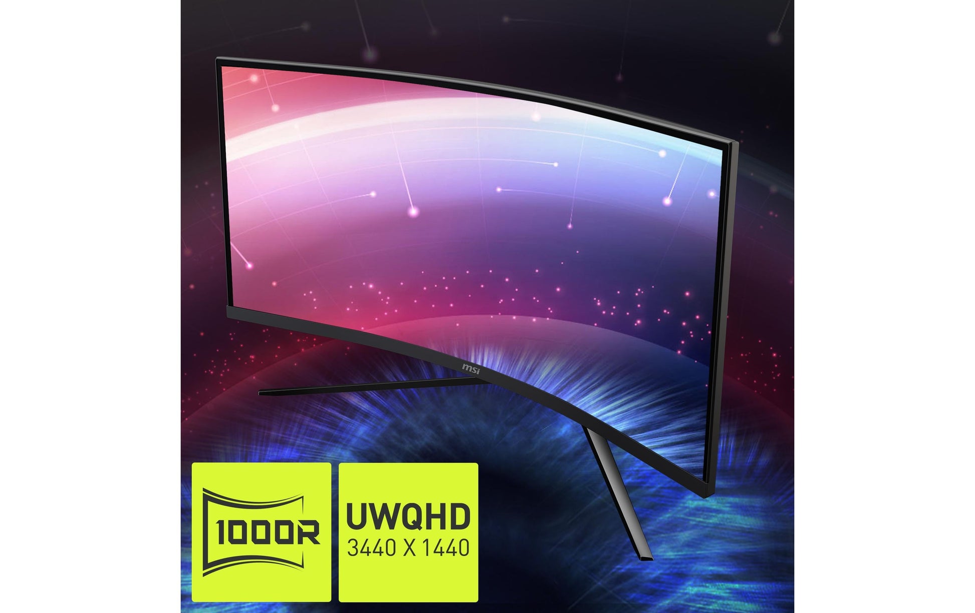MSI MAG 345CQRDE – Monitor, 34", 3440 × 1440, VA, 180 Hz, 300 cd/m², Gebogen, USB-C, VESA 100 × 100, Schwarz