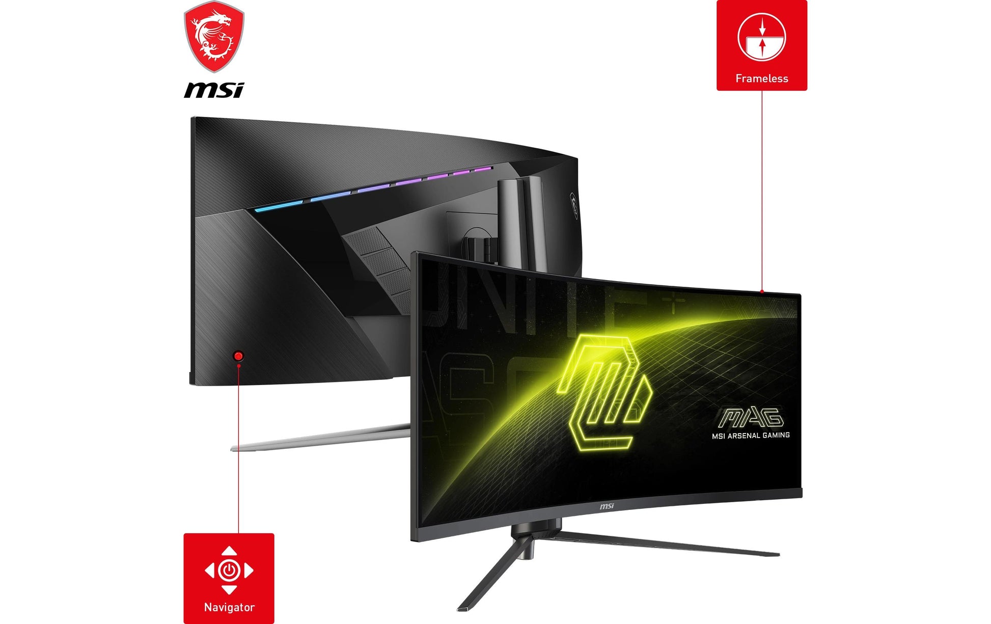 MSI MAG 345CQRDE – Monitor, 34", 3440 × 1440, VA, 180 Hz, 300 cd/m², Gebogen, USB-C, VESA 100 × 100, Schwarz