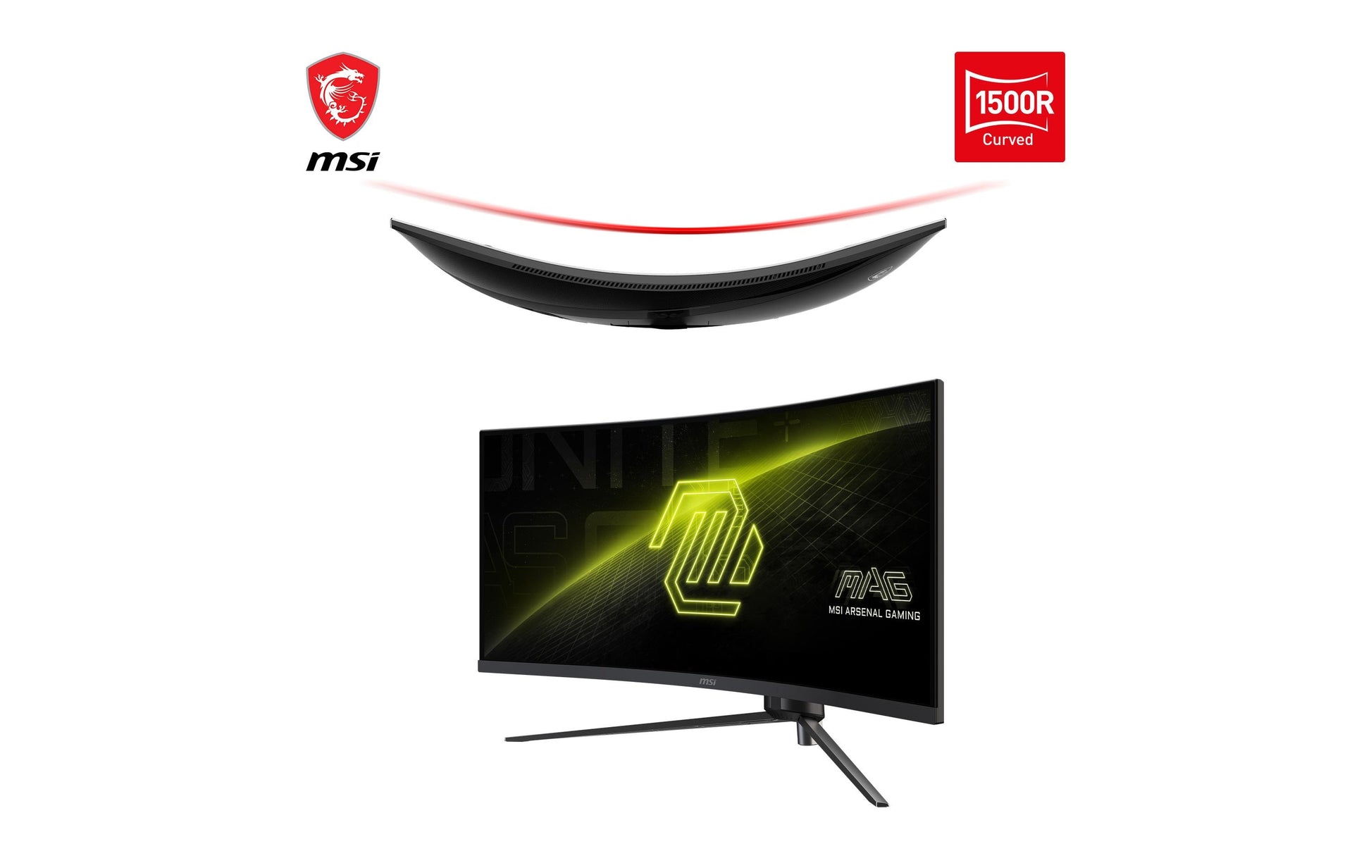 MSI MAG 345CQRDE – Monitor, 34", 3440 × 1440, VA, 180 Hz, 300 cd/m², Gebogen, USB-C, VESA 100 × 100, Schwarz