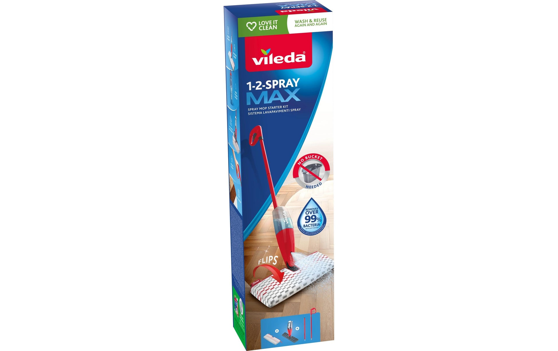Vileda 1,2 Spray Max – Sprühwischer – Sprühfunktion, Weiss, 1 Stück