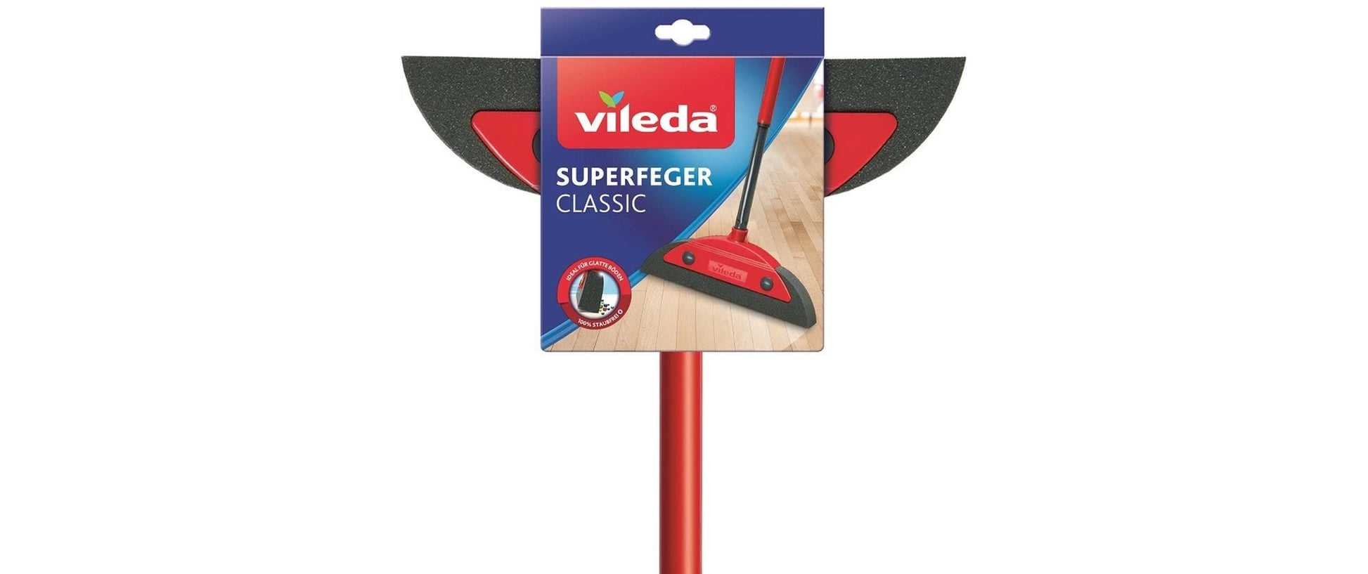 Vileda Superfeger Classic Besen – Teleskopstiel 75–130 cm, Kunststoff, Rot