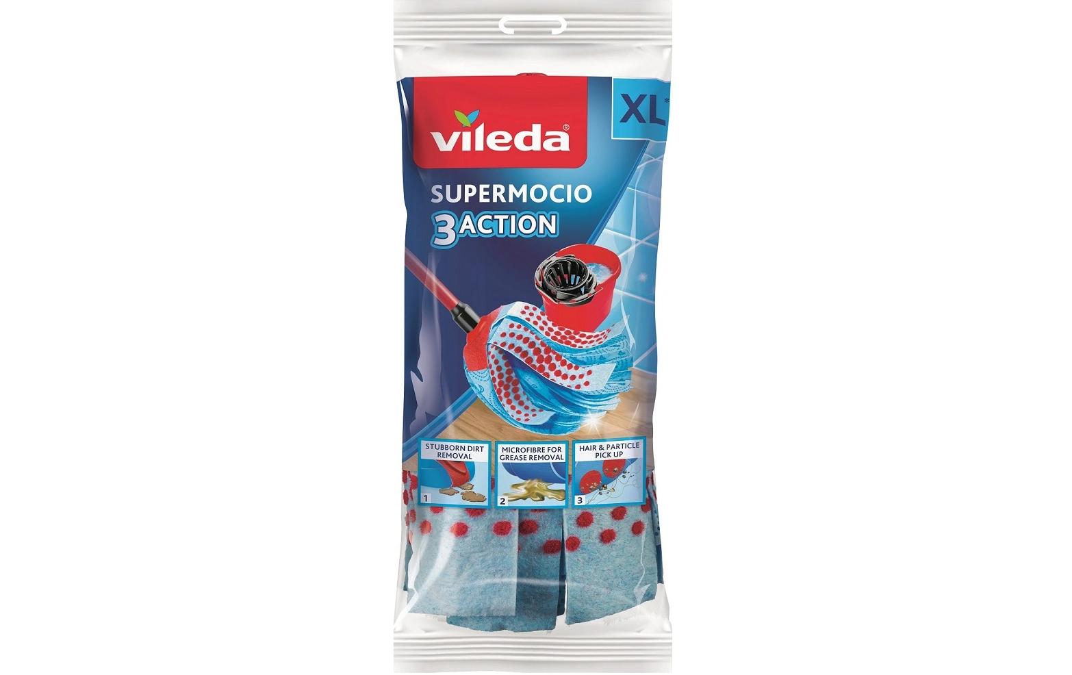 Vileda SuperMocio Velour – Ersatzbezug, Blau – für Vileda Mop SuperMocio, 1 Stück