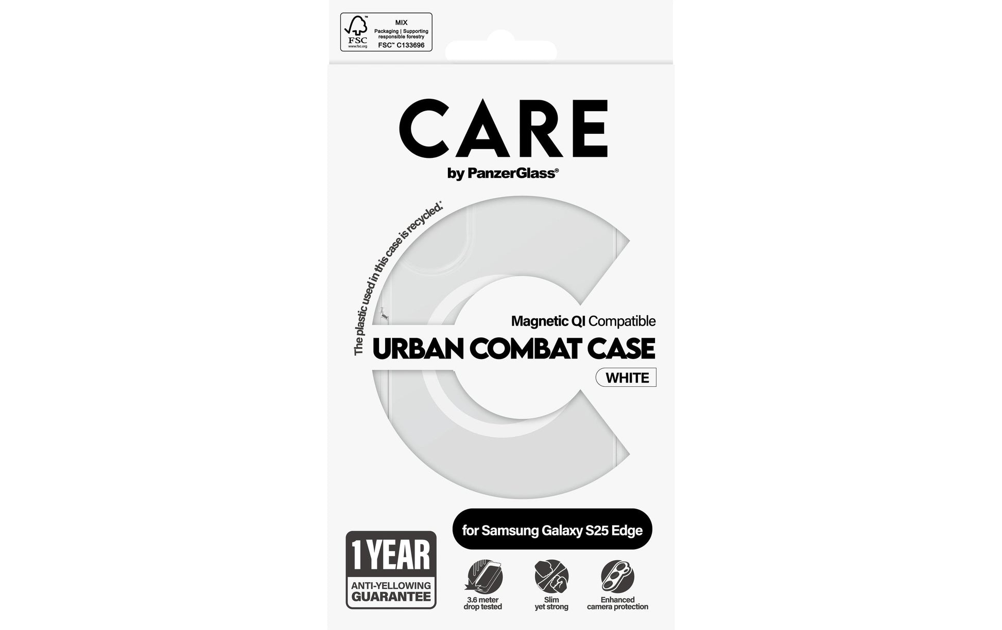 PanzerGlass Backcover CARE Flagship – für Samsung Galaxy S25 Edge – transparent/weiss