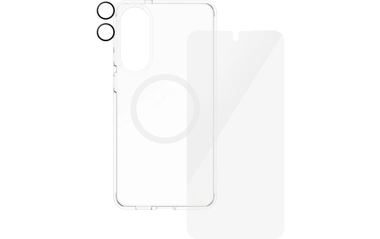 PanzerGlass CARE Schutz-Set 3-in-1 – für Samsung Galaxy S25 Edge, kratzresistent, stossfest, mit Montagerahmen
