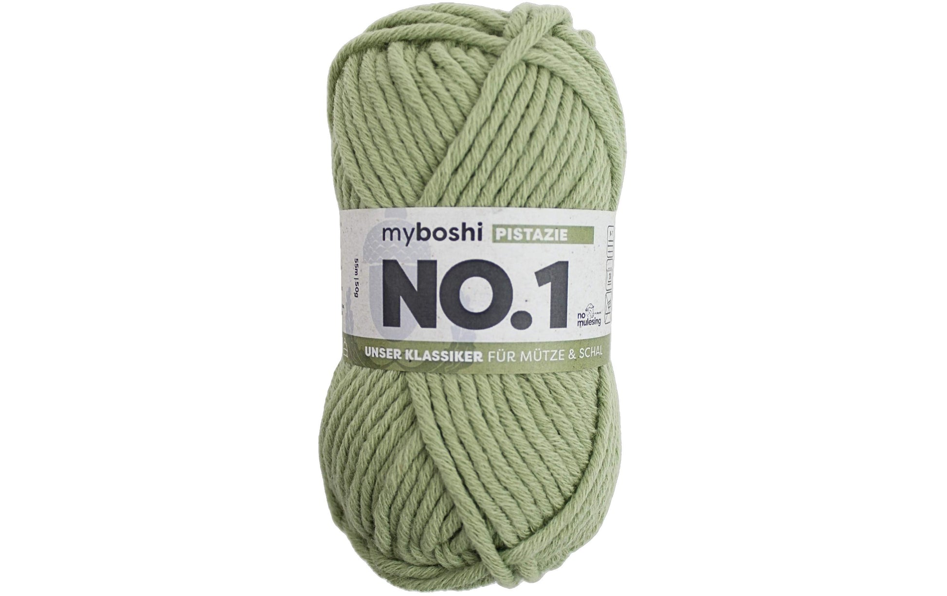 myboshi Nr.1 col. 149 Wolle Pistazie – 50 g, 55 m, 70% Polyacryl/30% Wolle, Nadel 7 mm