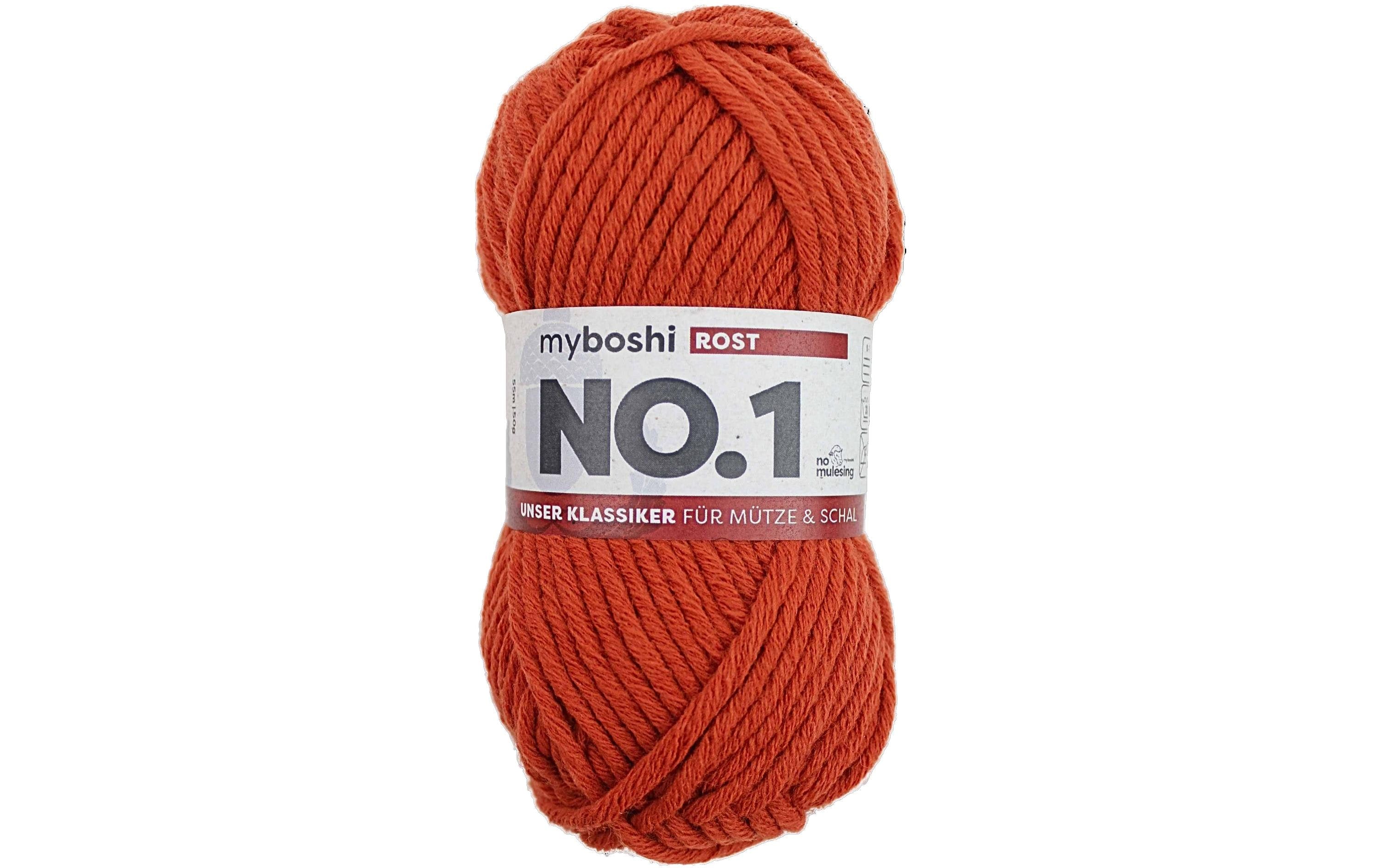 Myboshi Nr. 1 Wolle Rostbraun – 50 g, 55 m, 70% Polyacryl/30% Wolle, Nadel 7 mm, 1 Stk.