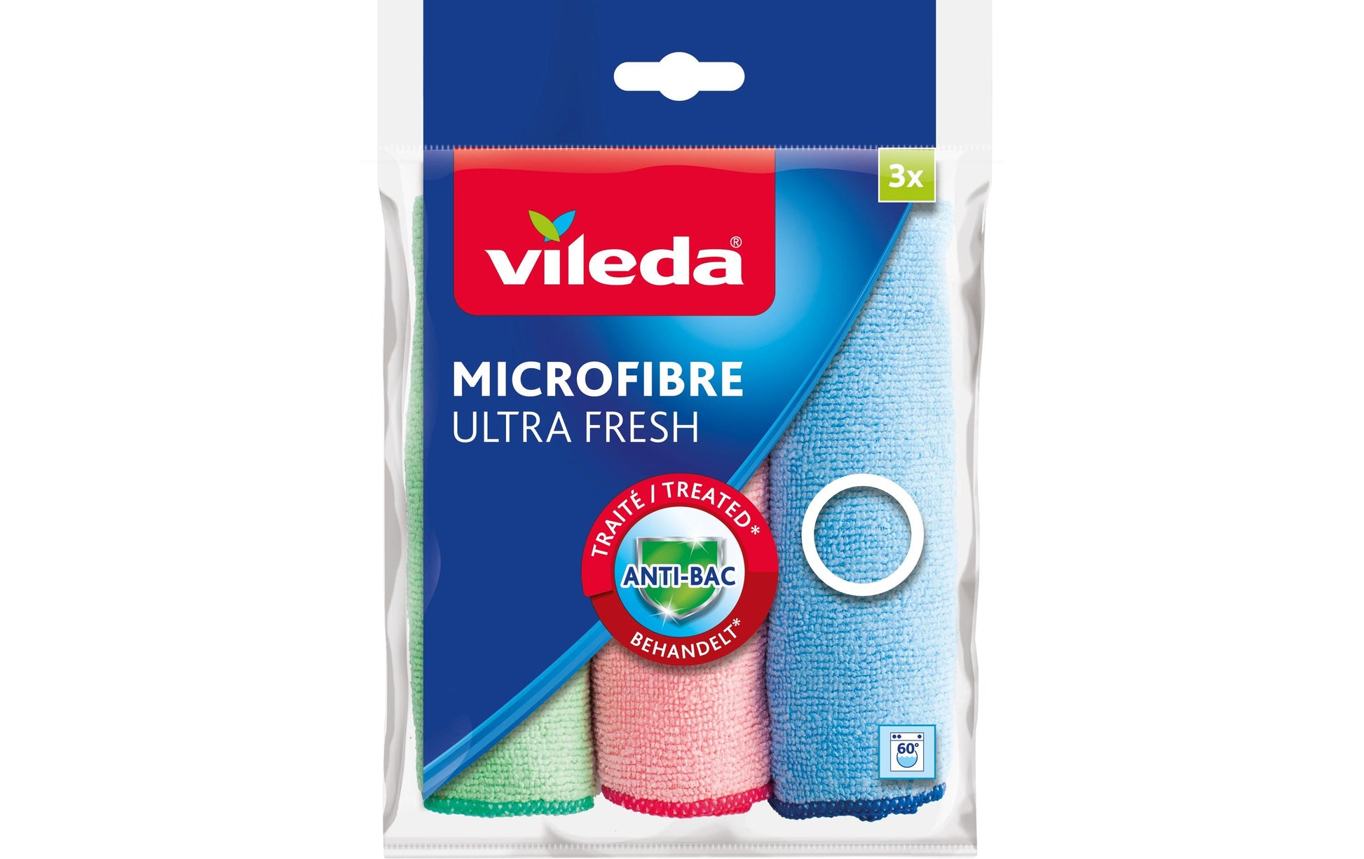 Vileda Mikrofasertuch Ultra Fresh – grün – 30 × 30 cm – 3er-Set