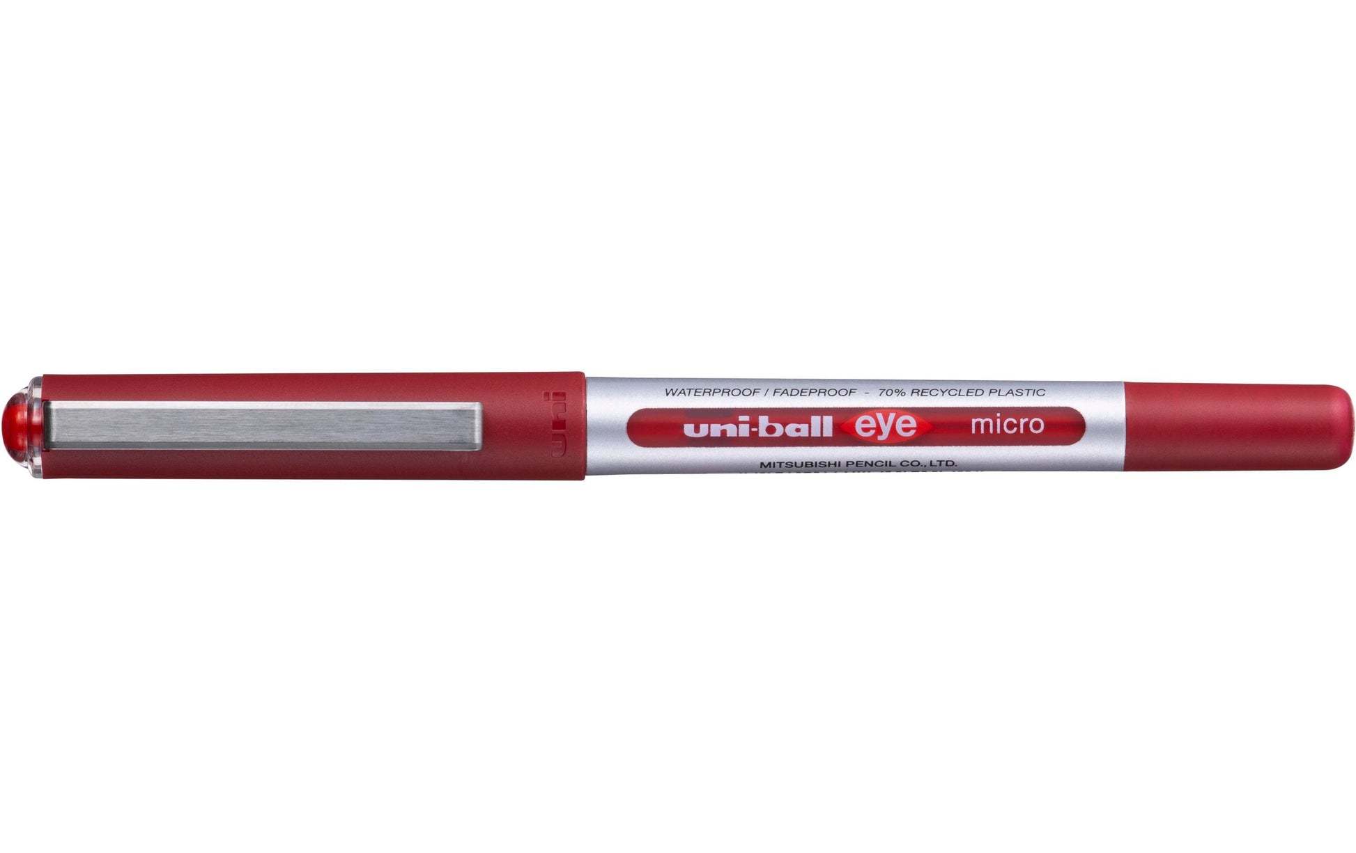 Uni-Ball Eye Micro ECO – Tintenroller, dokumentenecht, mit Kappe, 0,2 mm, rot