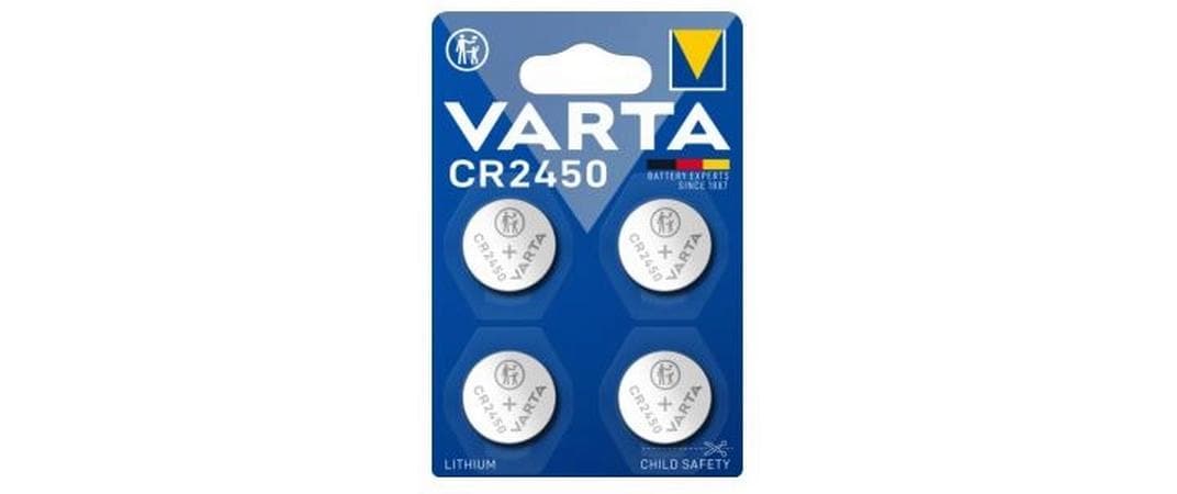 Varta Knopfzellen CR2450, Lithium-Mangandioxid, 3 V – 4 Stk.