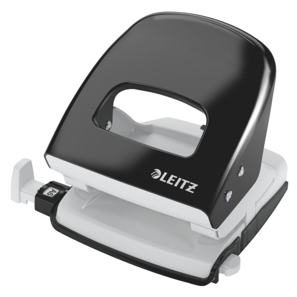 Leitz Bürolocher NeXXt 5008 – 2-Loch, Lochabstand 80 mm, 30 Blatt, Ø5,5 mm – Schwarz – Metall