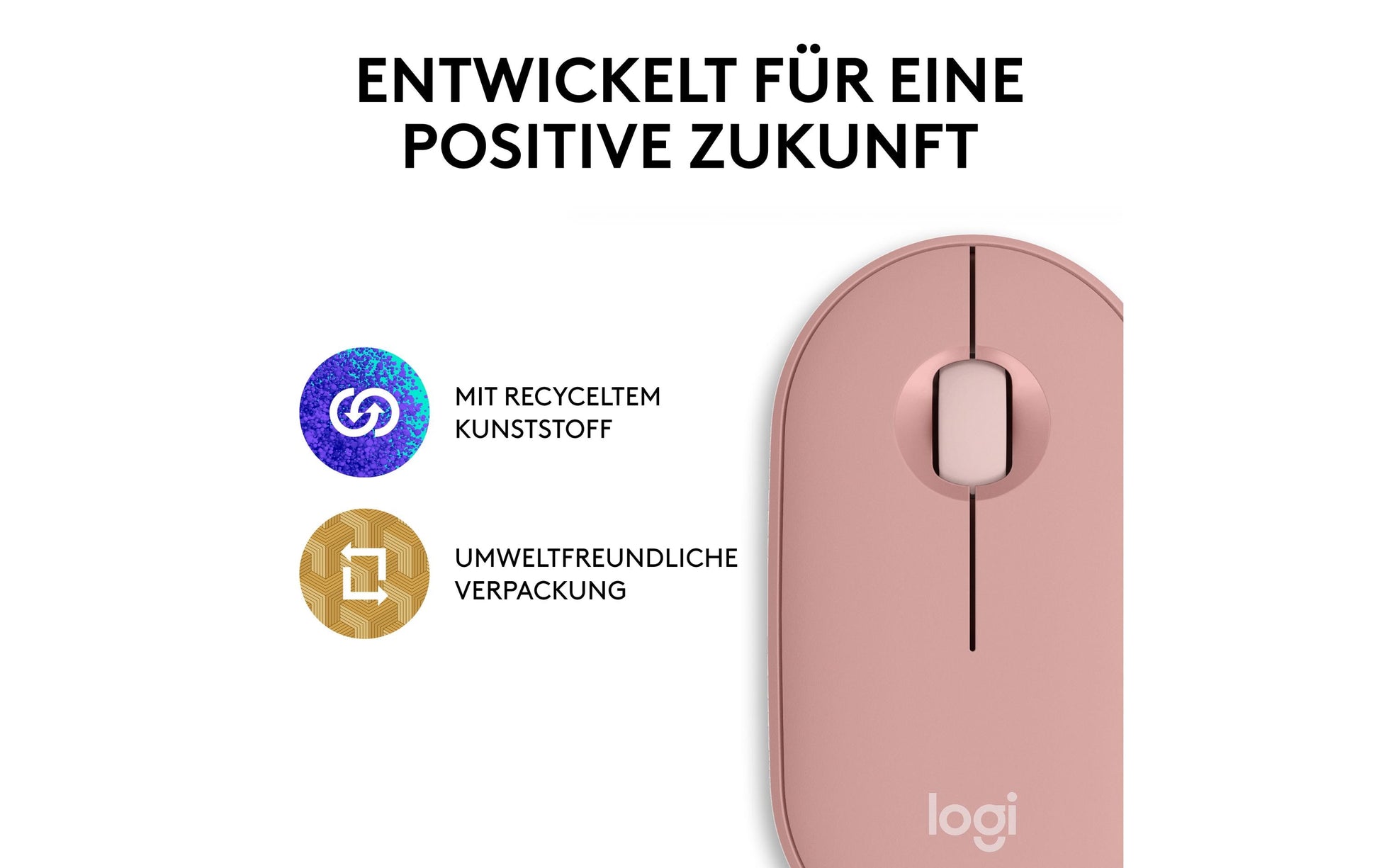 Logitech Pebble M350S Tonal Rose Maus – kabellos, Bluetooth, rosa