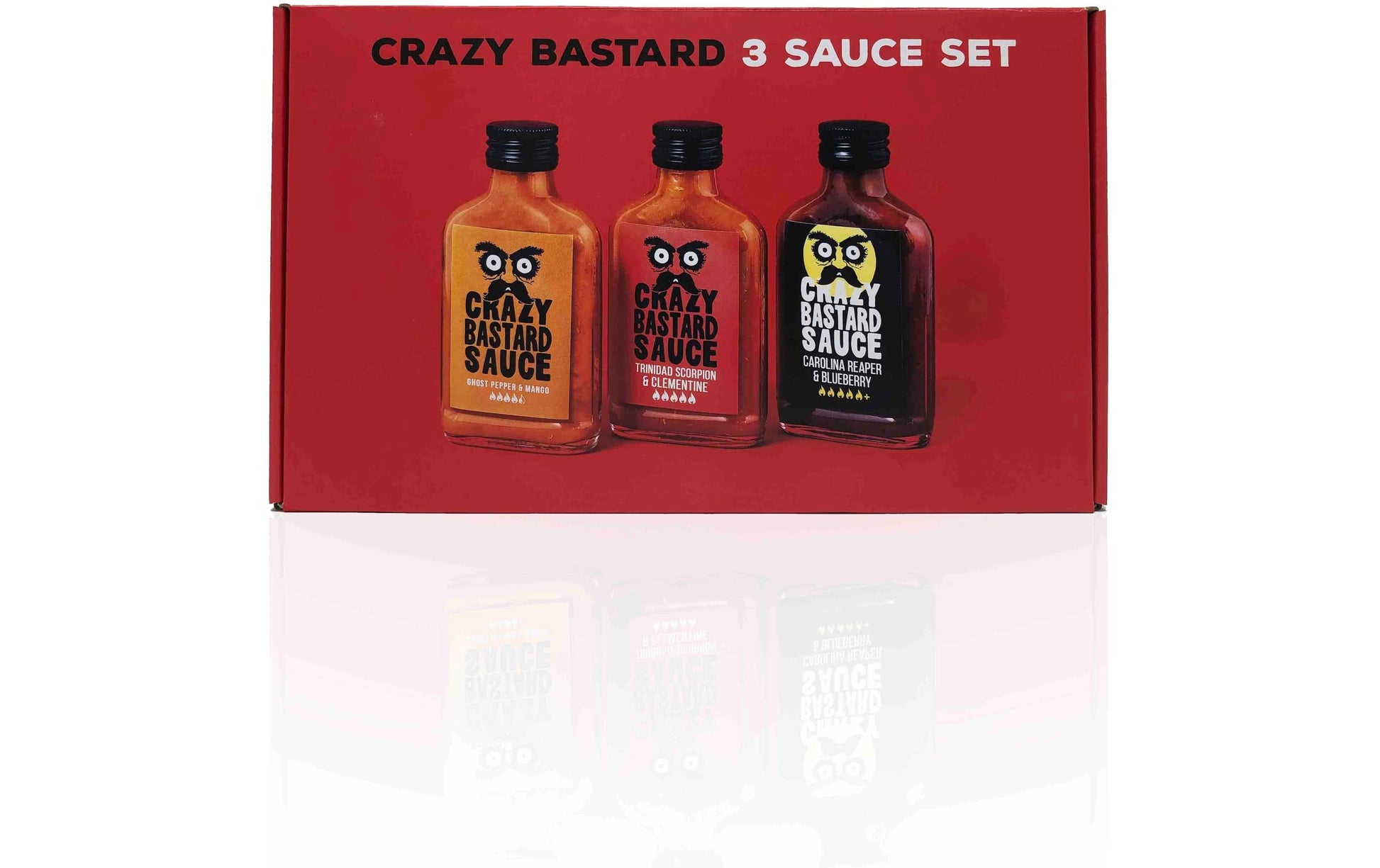 Crazy Bastard Sauce Chilisauce, 3 Geschmacksrichtungen – 3×100 ml