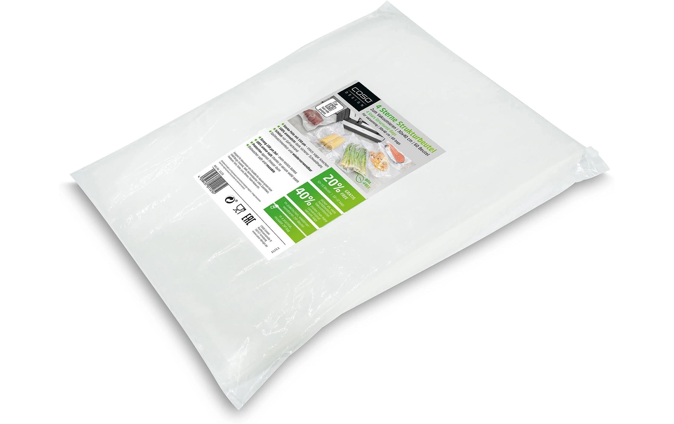Caso Vakuumbeutel – 4-Sterne-Strukturbeutel, 30 × 40 cm