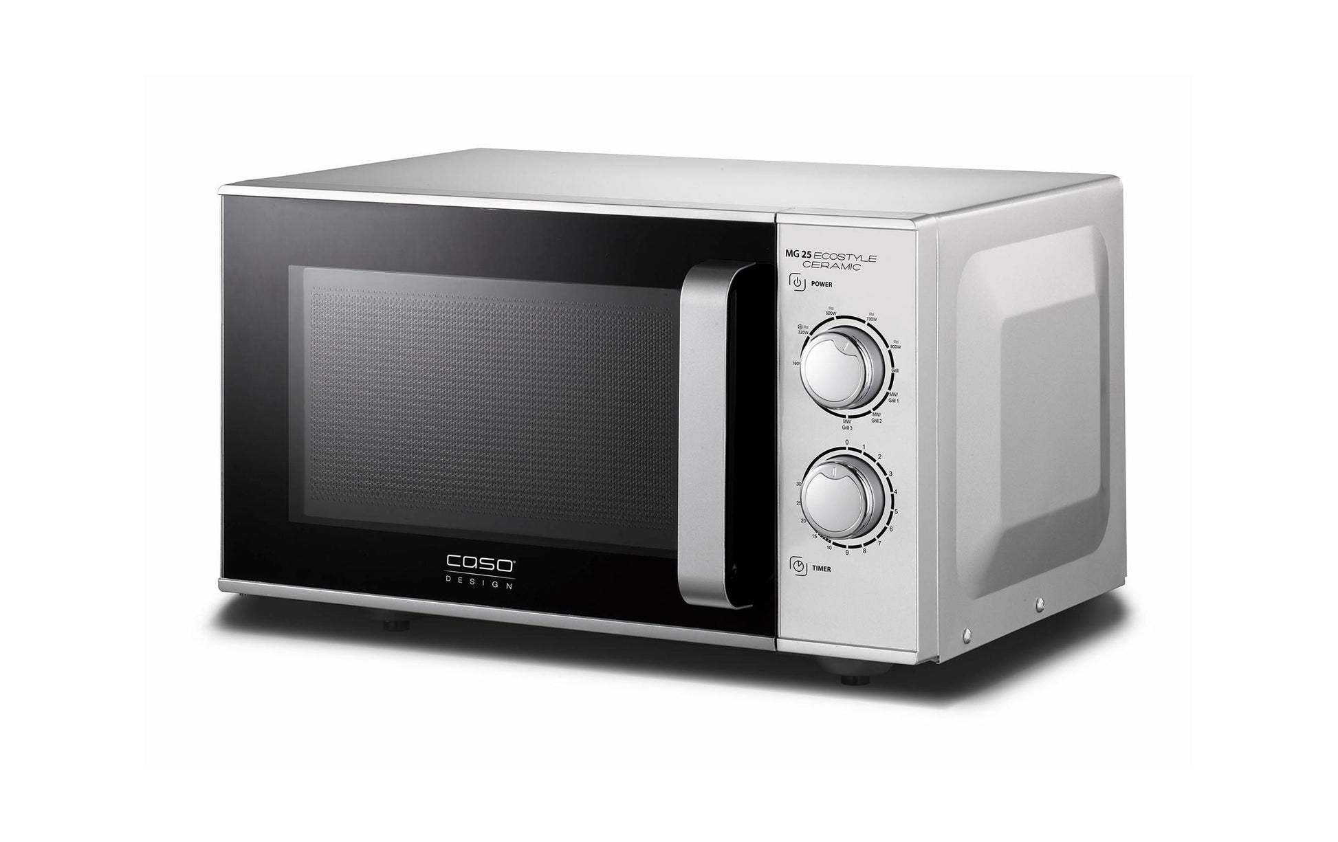 Caso Grillmikrowelle MG25 Ecostyle – 25 l, Grill, 900 W – schwarz/silber