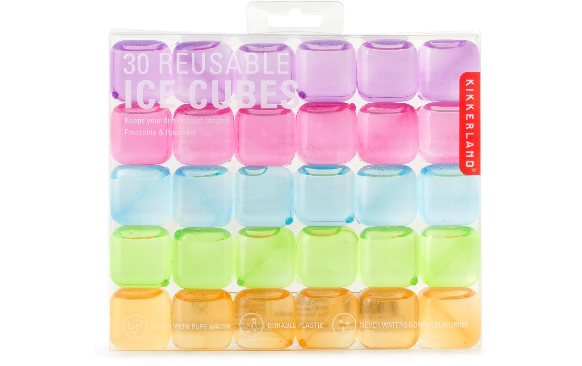 Kikkerland Eiswürfelform – 2,5 × 2,5 × 2,5 cm, Kunststoff (PE), Mehrfarbig, 30 Stk.