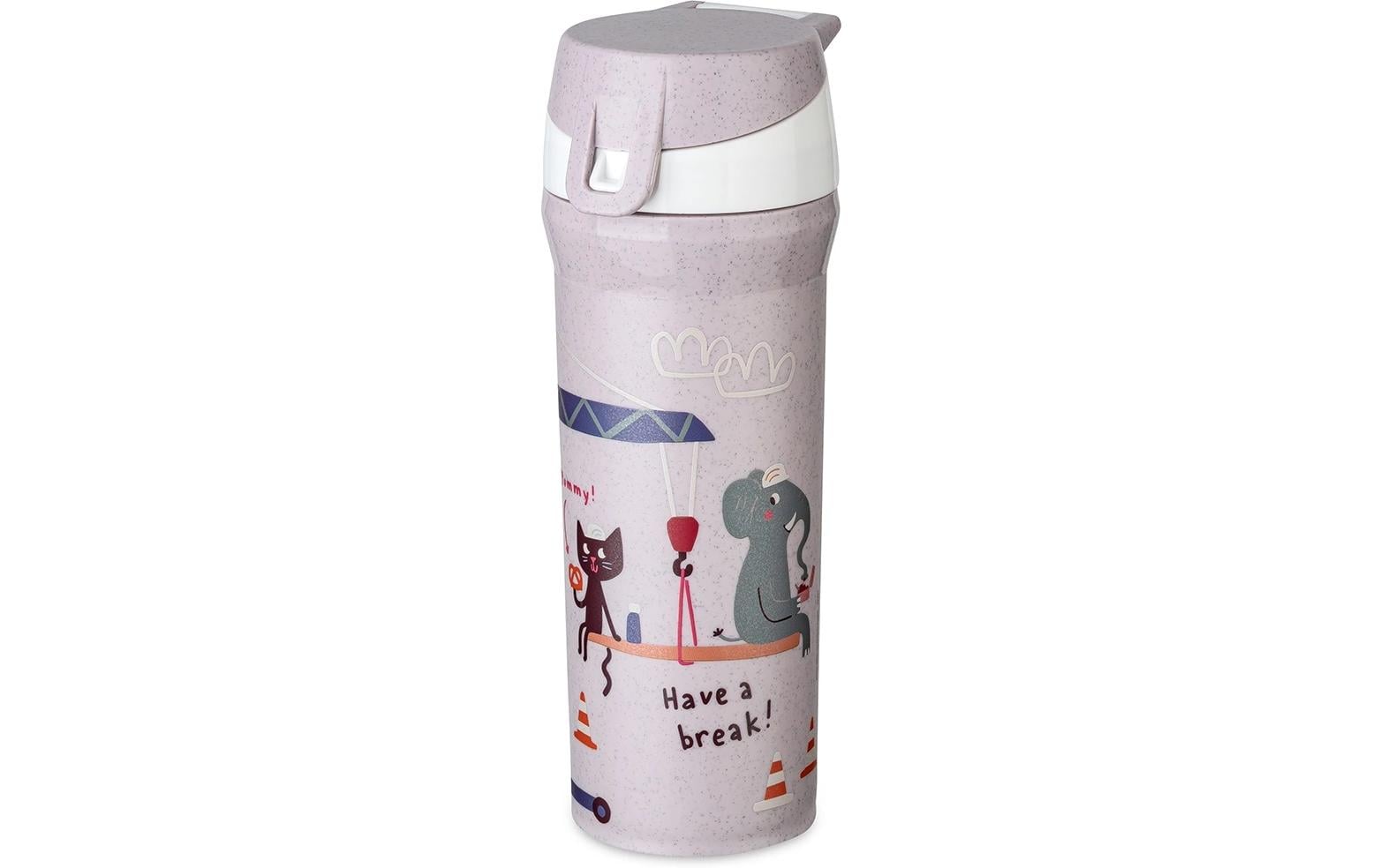 Koziol TRUCKS Kindertrinkflasche 500 ml – Biozirkulärer Kunststoff, Clipverschluss, Grau