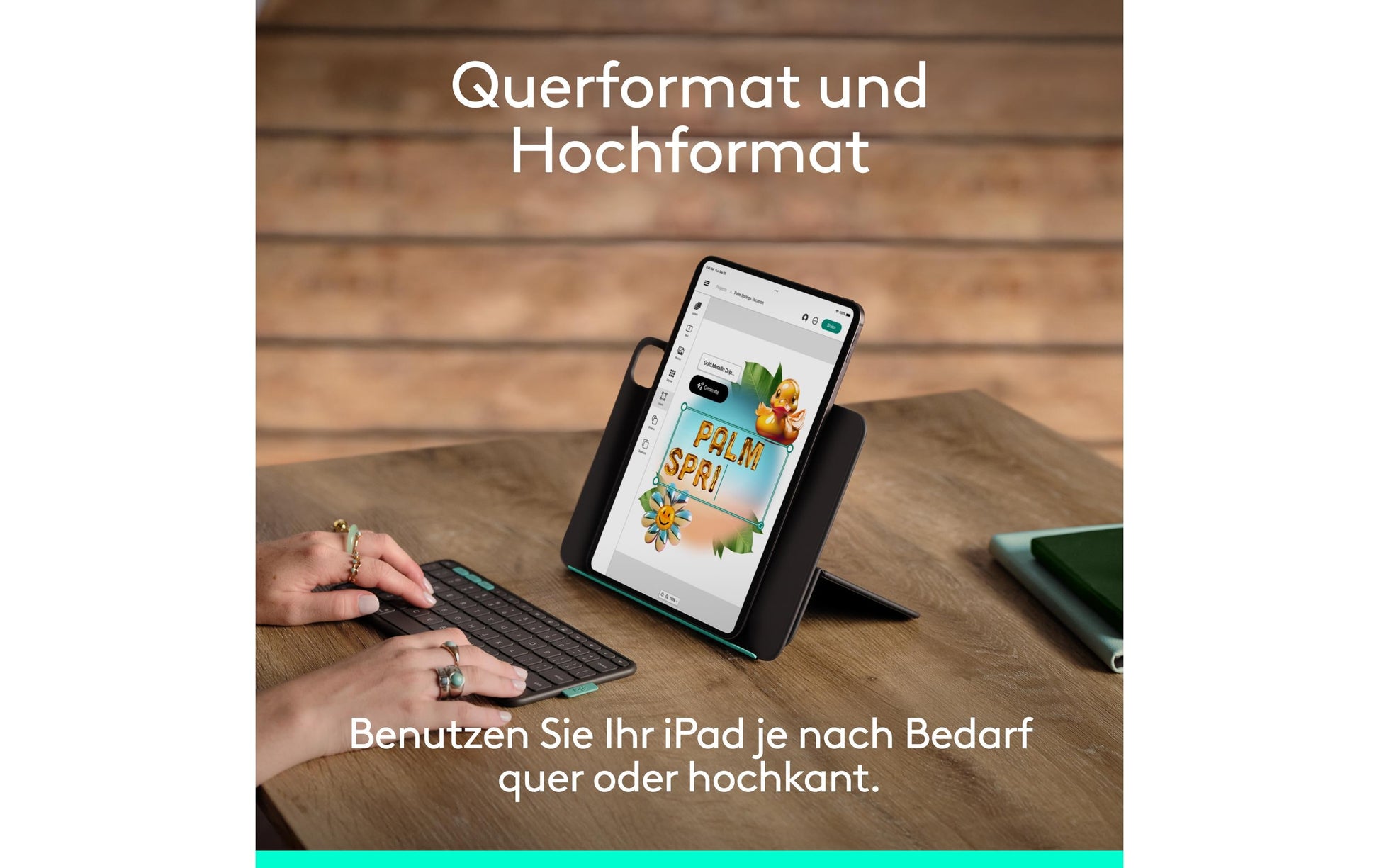 Logitech Tastatur-Case für iPad Pro/Air 11" (M2–M4) – Bluetooth, QWERTZ (CH), Beleuchtet – Grau