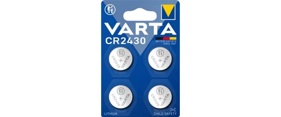 Varta Knopfzellen CR2430, Lithium-Mangandioxid, 3 V – 4 Stk.