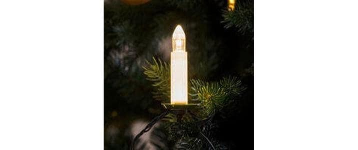 Konstsmide LED-Lichterkette 1160-020 – Starterset, 15,5 m, 3 lm, 3,6 W, 2800 K (Warmweiss), 16 Lampen, Grün/Weiss