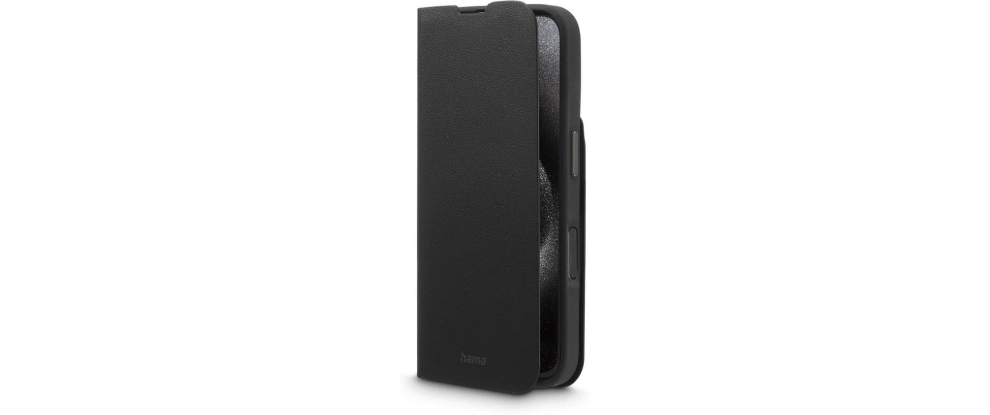 Hama Booklet Eco Premium Folio – für Apple iPhone 16 Pro, mit Ständer, 1 Kartenfach, PU+TPU, Schwarz