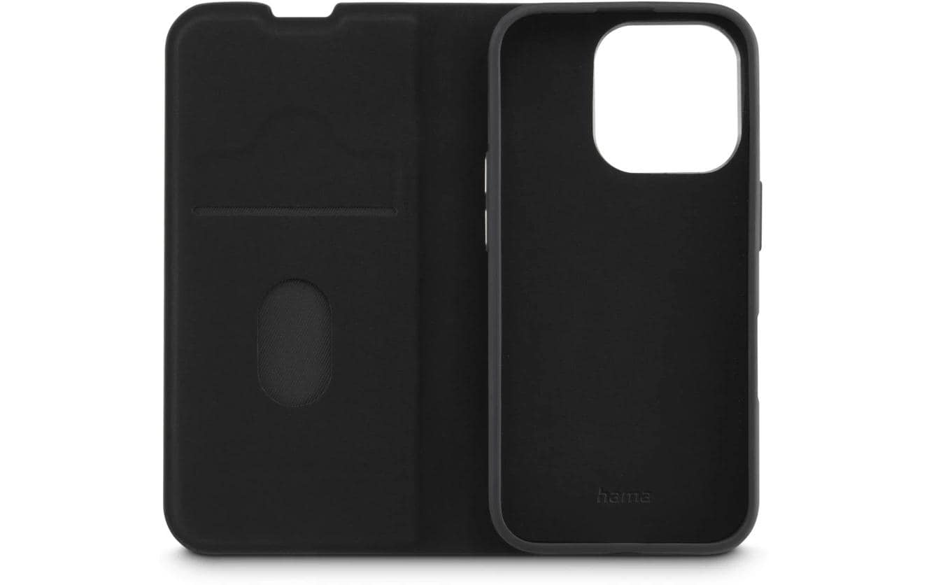 Hama Booklet-Hülle Eco Premium – für Apple iPhone 16 – schwarz – Kunstleder, mit Kartenfach