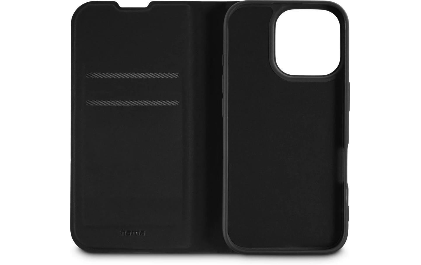 Hama Booklet Daily Protect Folio – für Apple iPhone 16 Plus, mit Ständer, 2 Kartenfächer, PU+TPU, Schwarz
