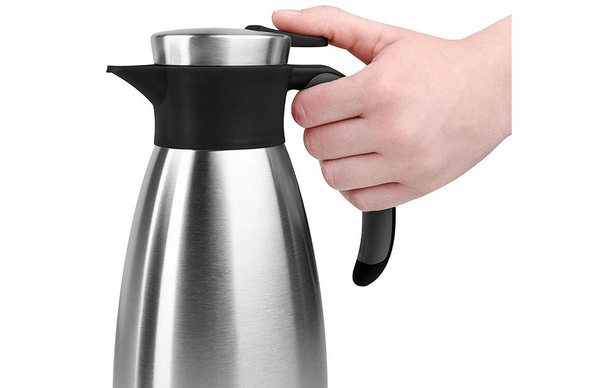 EMSA Thermoskanne Soft Grip – 1,5 l, Edelstahl, Schwarz, auslaufsicher