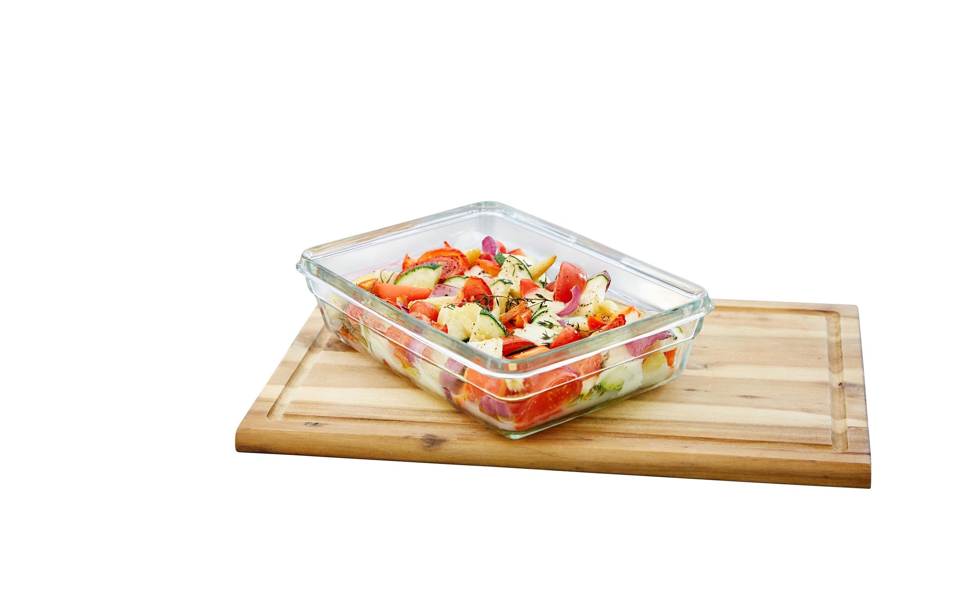 Emsa Glasbehälter Clip & Close – 0,45 l – eckig – 12,6 × 21 × 18,3 cm – Borosilikatglas – rot – 3 Stück