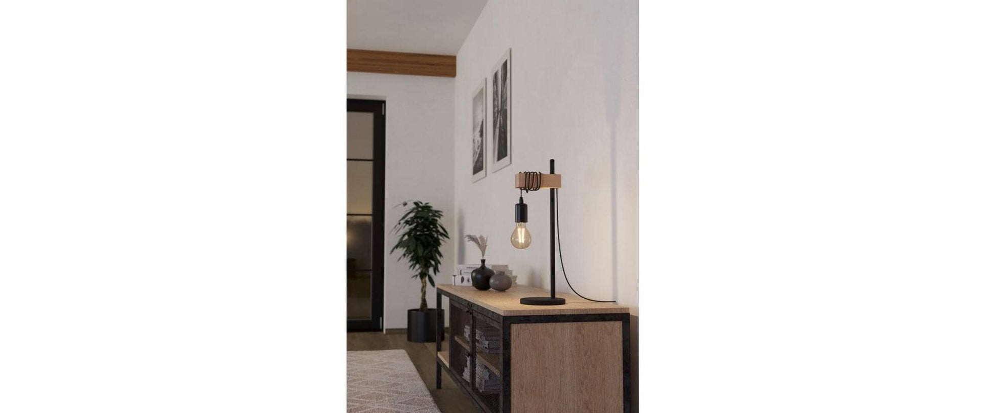 EGLO Tischleuchte TOWNSHEND 43515 – E27, max. 10 W, 50 cm, IP20 – Schwarz