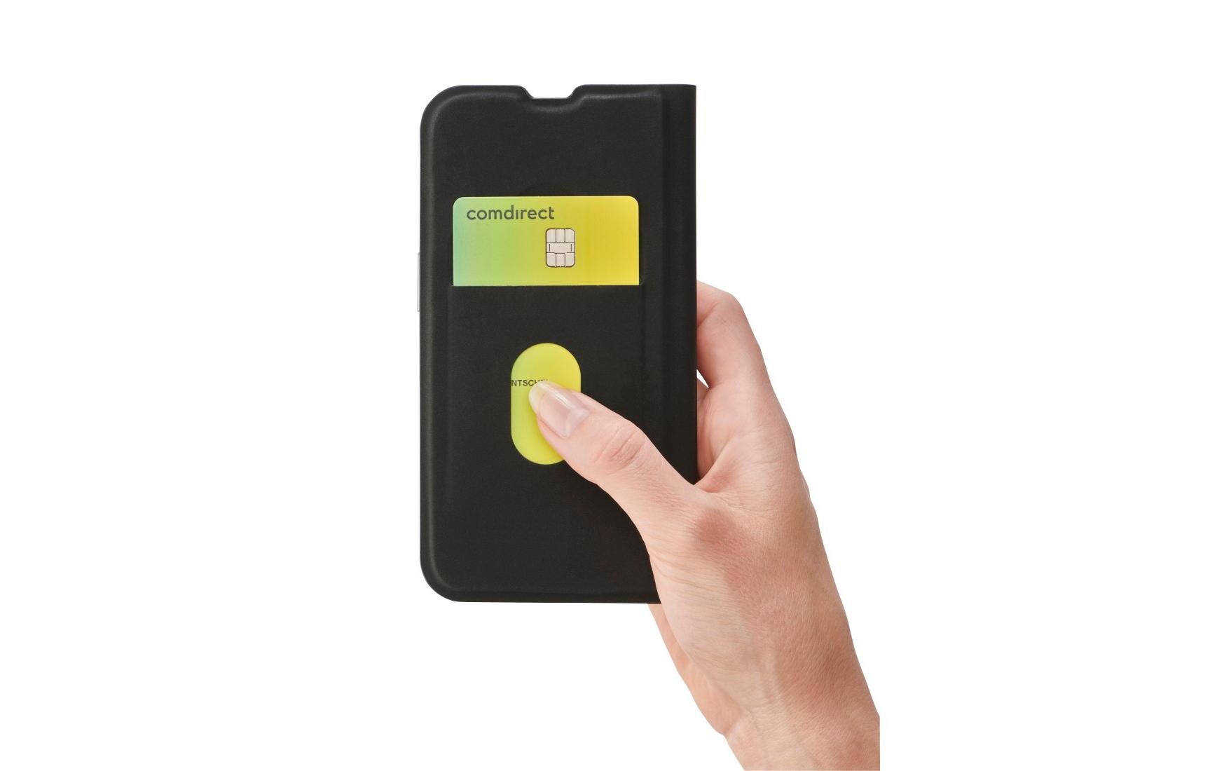 Hama Booklet-Hülle Eco Premium – für Apple iPhone 16 – schwarz – Kunstleder, mit Kartenfach