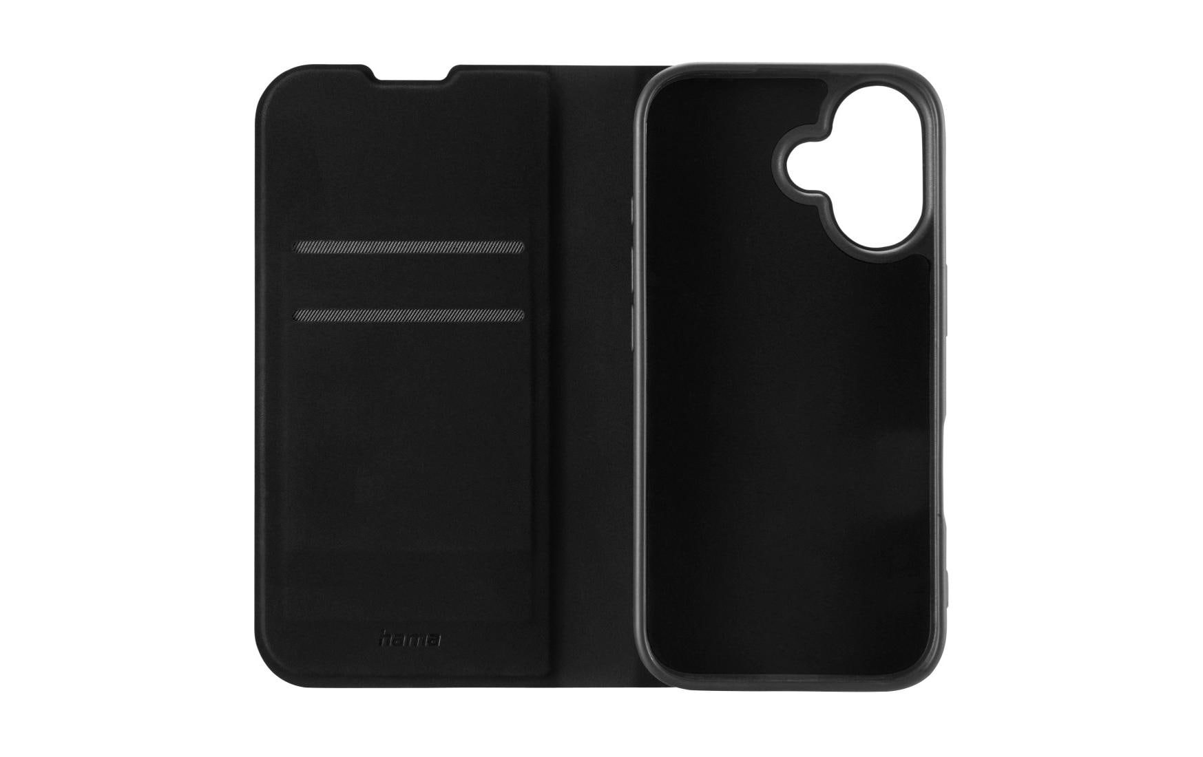 Hama Daily Protect – Folio – für Apple iPhone 16, mit Ständer, mit Kartenfach, PU+TPU, Schwarz