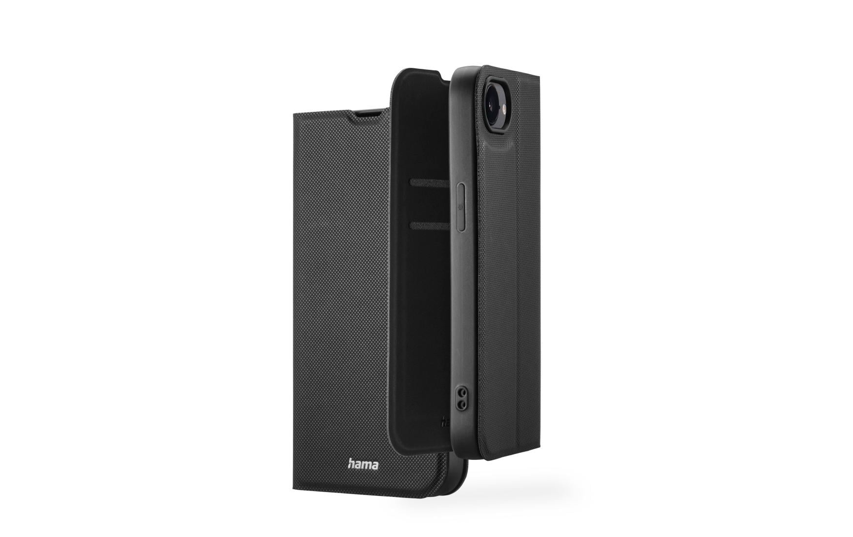 Hama Daily Protect Wallethülle – für Apple iPhone 16e, mit Ständer, 2 Kartenfächer, PU+TPU, Schwarz