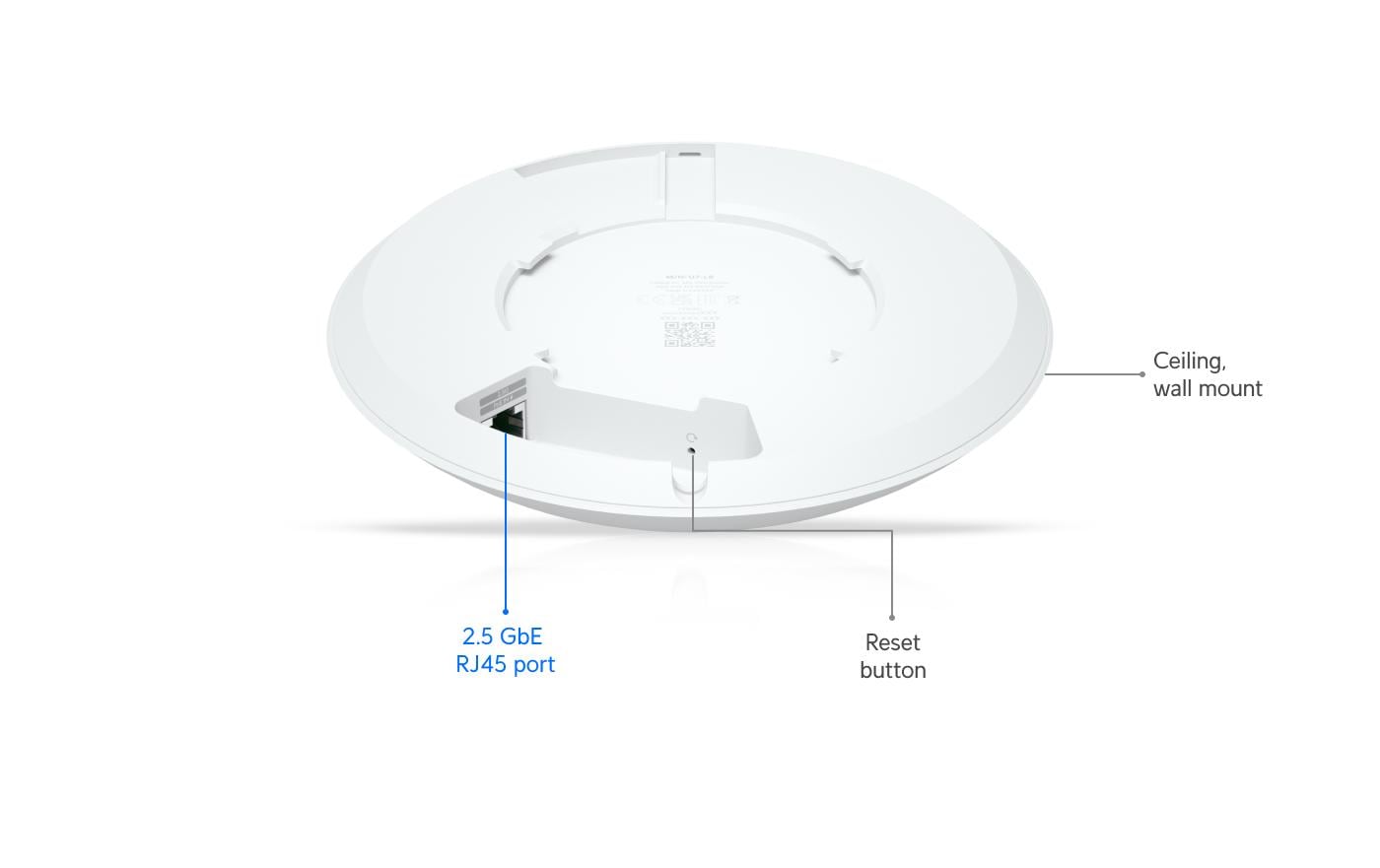Ubiquiti Access Point, Wi‑Fi 7, Dual‑Band (2,4/5 GHz), bis 7300 Mbit/s, PoE, 1x RJ‑45 (1G/2,5G), Decke/Wand