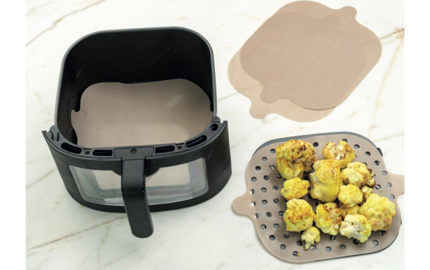 Ohmex Folie für Heissluftfritteusen – 24,5 × 24,5 cm, für Air Fryer NS-24019-S, 2 Stk.