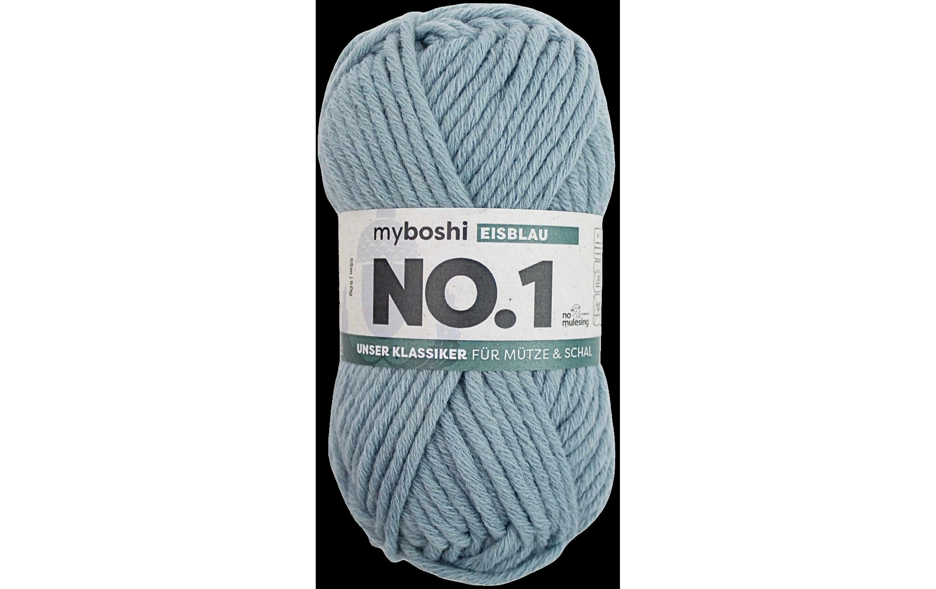Myboshi Nr. 1 col. 156 Wolle Eisblau – 50 g, 55 m, Nadel 6 mm, 70% Polyacryl/30% Wolle, 1 Stk.